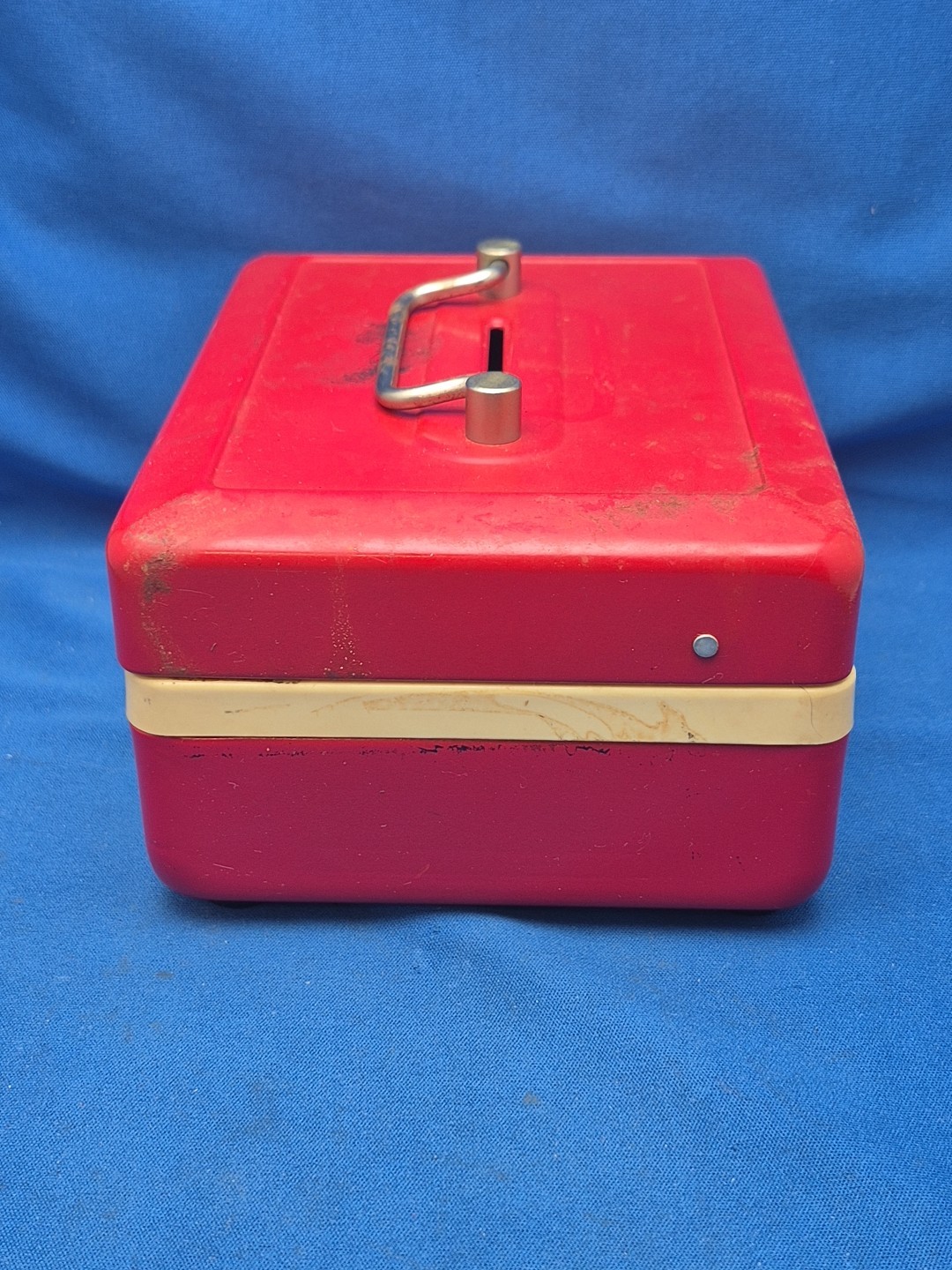 Cash Box Red Metal Locking No Key No Tray