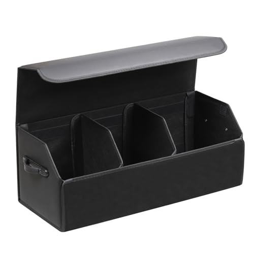 Leather Car Trunk Organizer,Durable Collapsible L 29.5" x W 12.2" x H 11.5"
