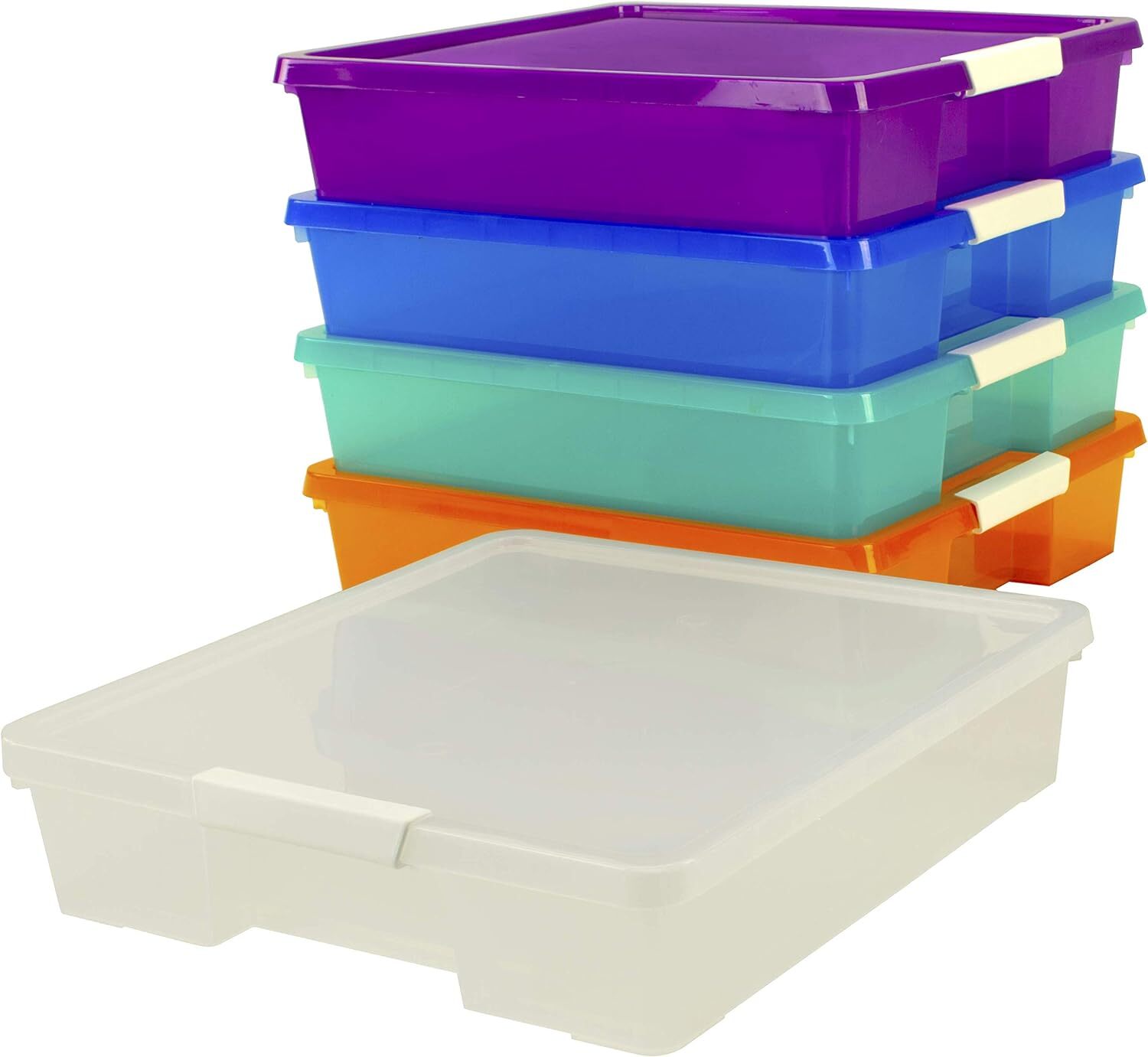 Storex Classroom Project Box – Stacking Plastic Organizer Fits 12x12 Assorted