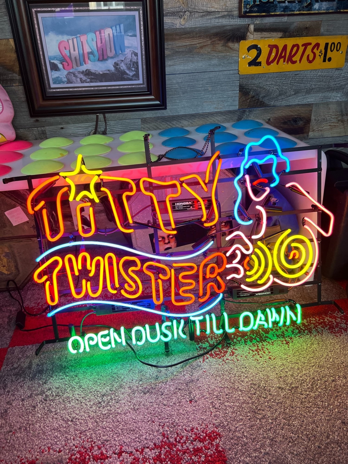 Titty Twister Open Dusk Till Dawn 24" Neon Light Sign Lamp Wall Decor Night Club