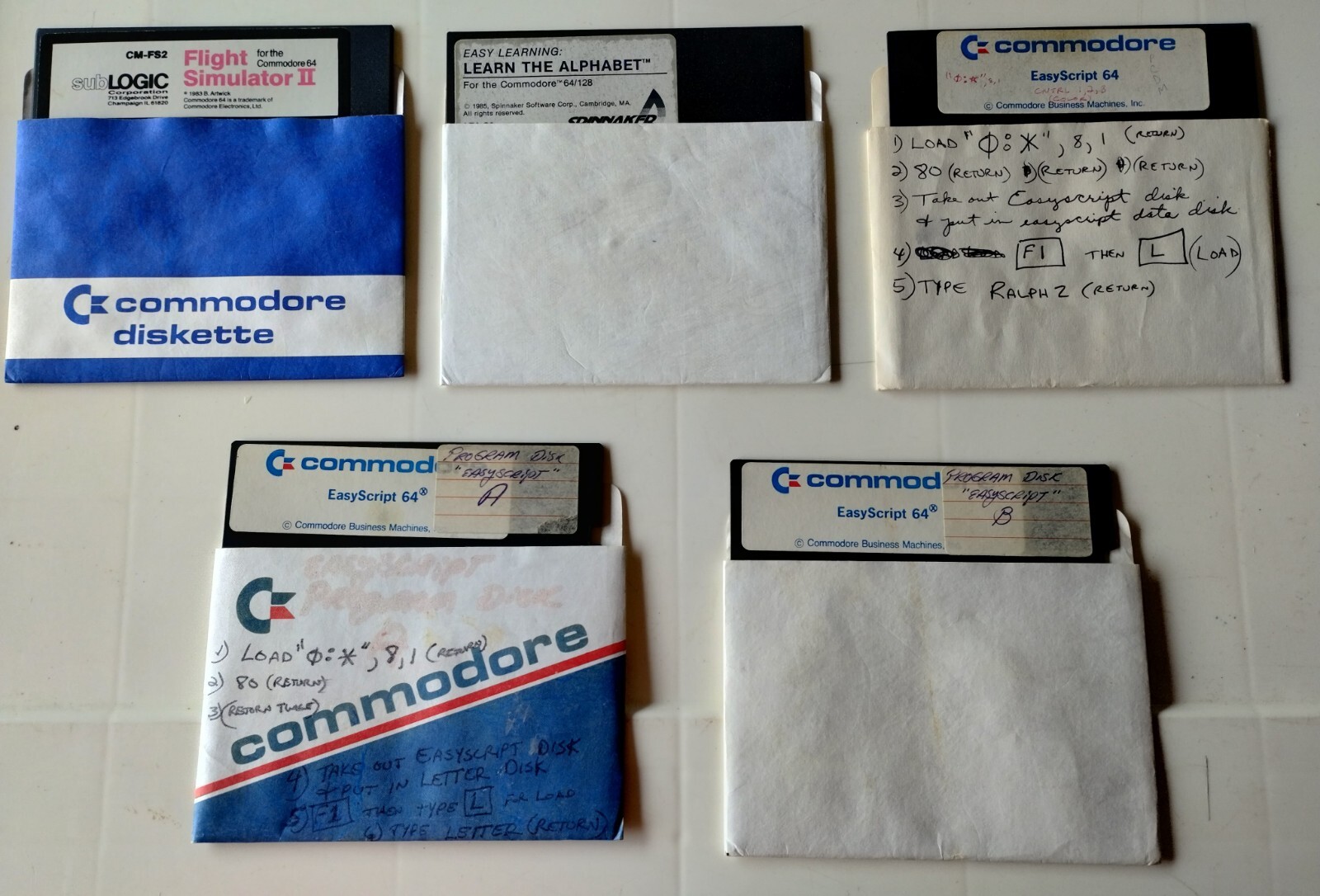 Commodore 64 Software Flight Simulator II, Easy script, Learn Alphabet ~FREE S/H