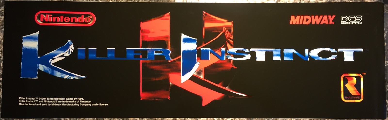 Killer Instinct Arcade Marquee 26"x8"