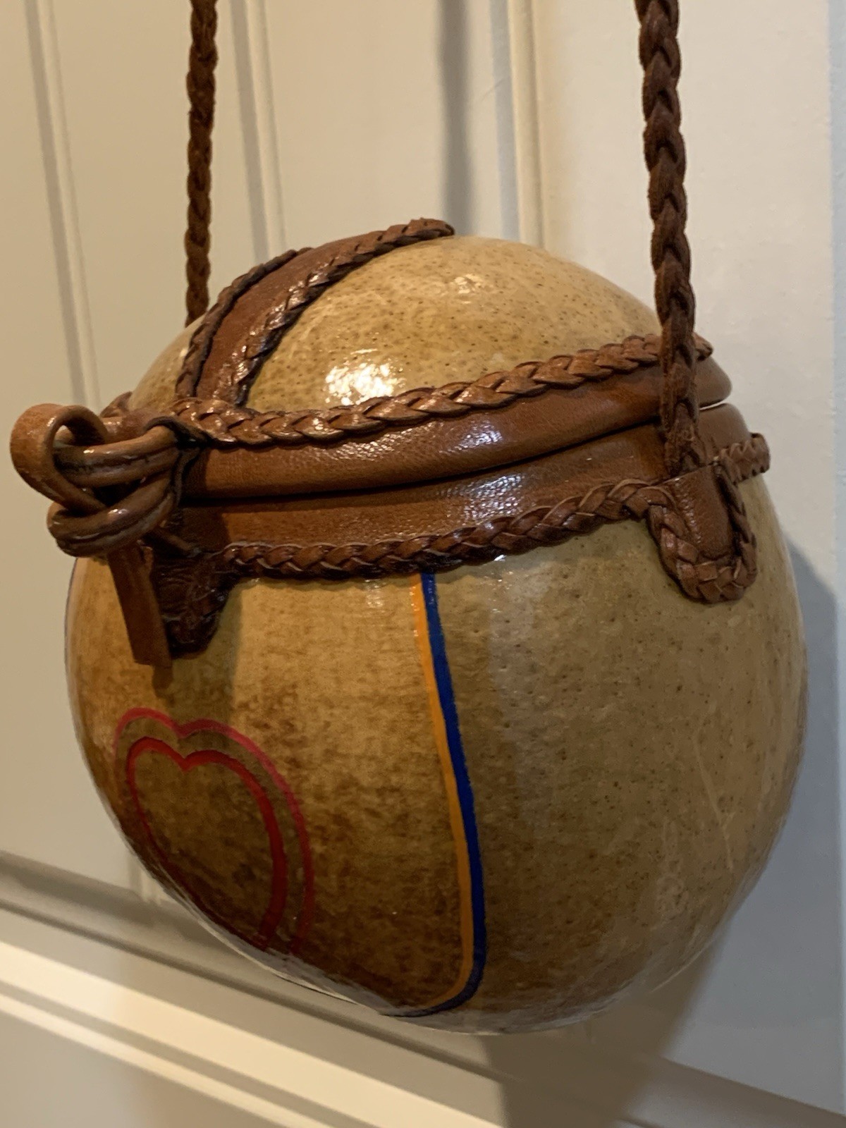 Vintage Handmade Gourd/Leather Calabash Shoulder Bag