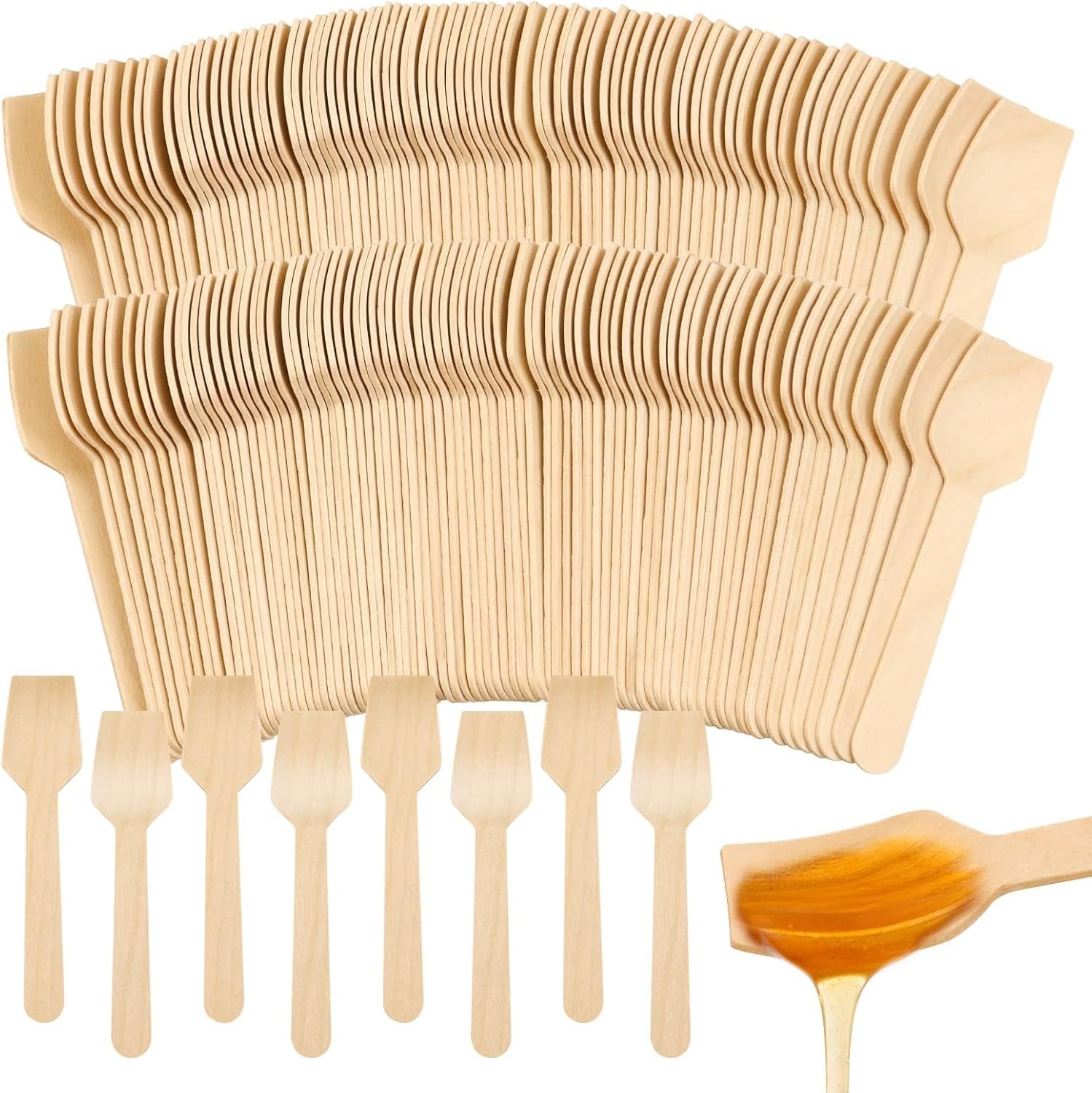 Disposable Mini Wooden Tasting Spoons - Bulk Small Wood Spoons for Ice