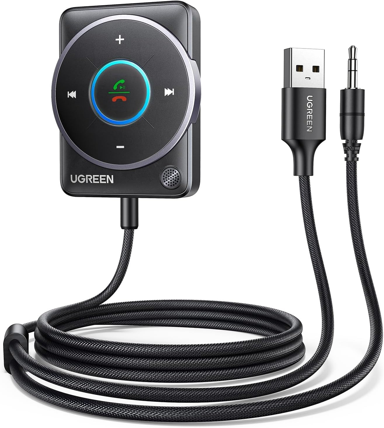 UGREEN Bluetooth 5.4 Aux Car Adapter, [Enhanced Connection & Noise Cancellation]