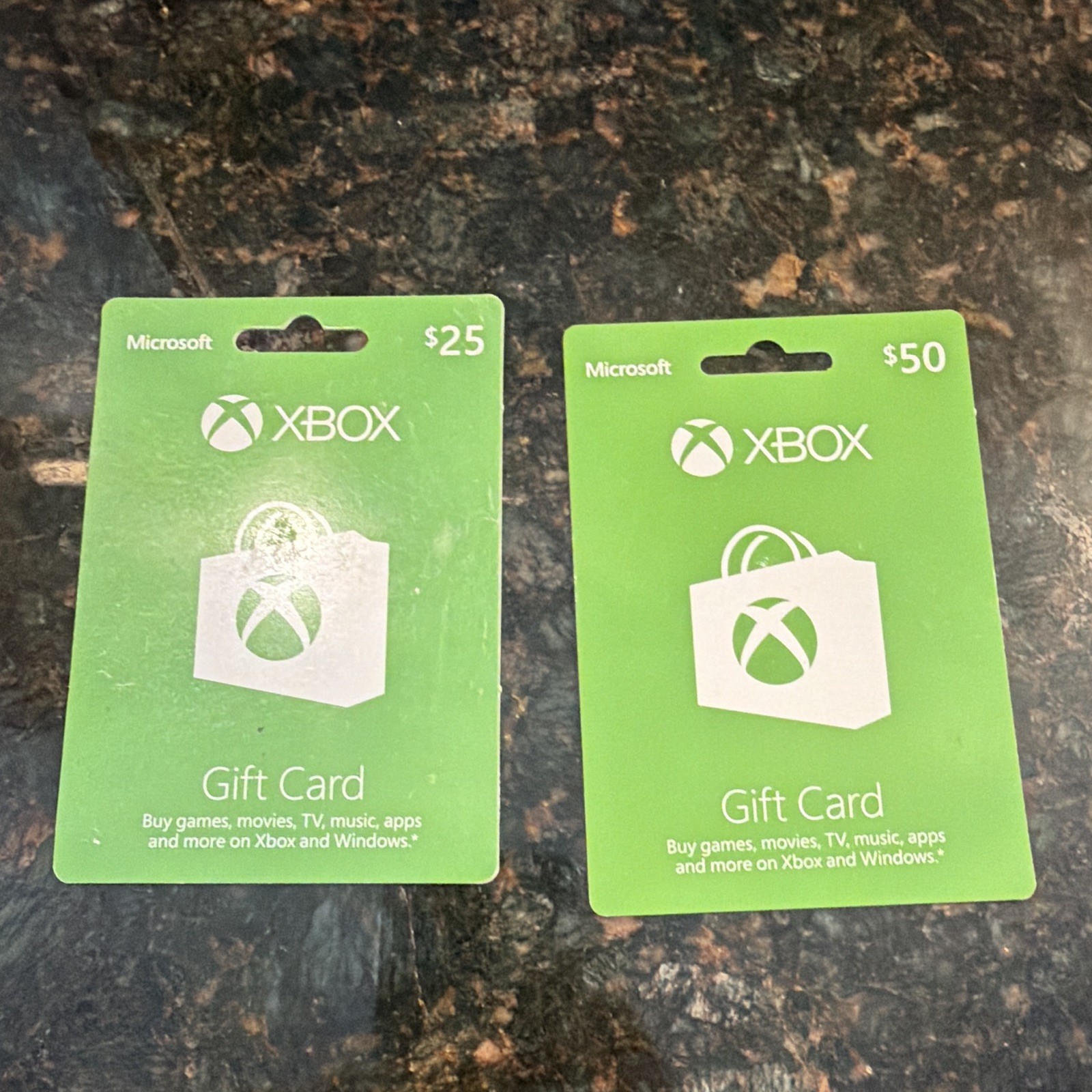 Microsoft Xbox Gift Cards Lot $25 + $50 ($75 Total) US-Nationwide No Exp