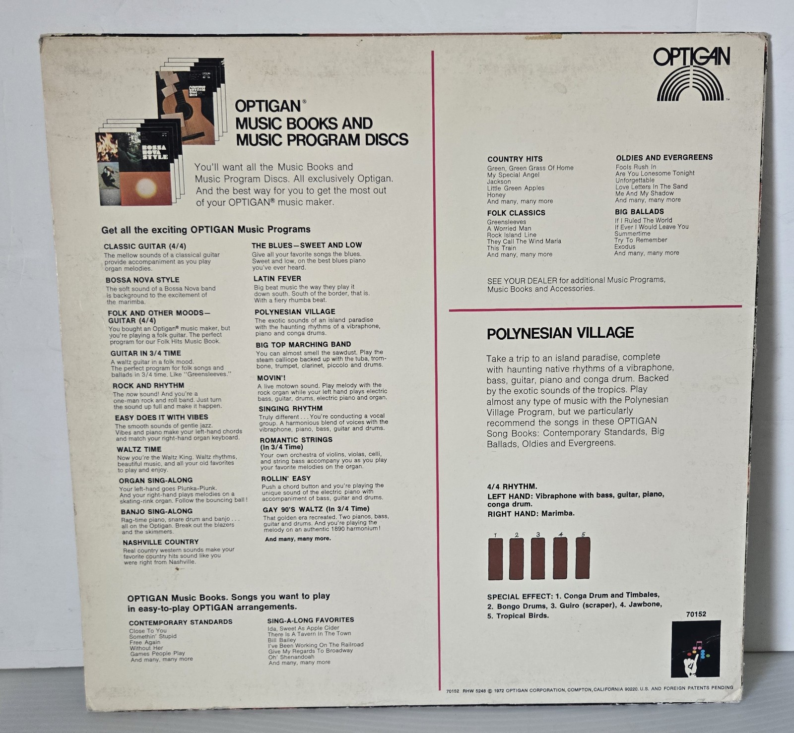 Optigan Organ Program Disc Polynesian Village