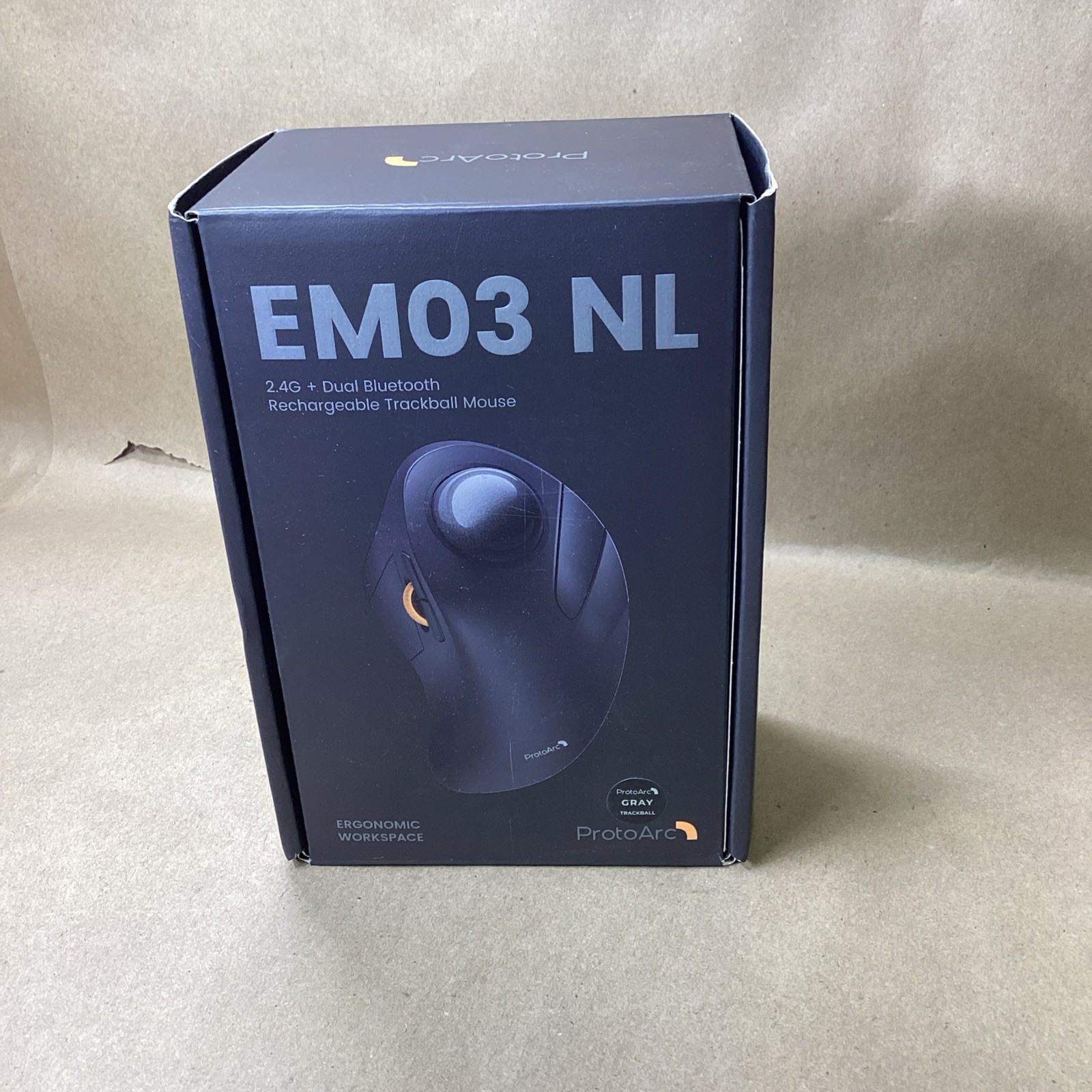 ProtoArc EM03 NL Ergonomic Rechargeable Wireless Trackball Mouse Gray Bluetooth