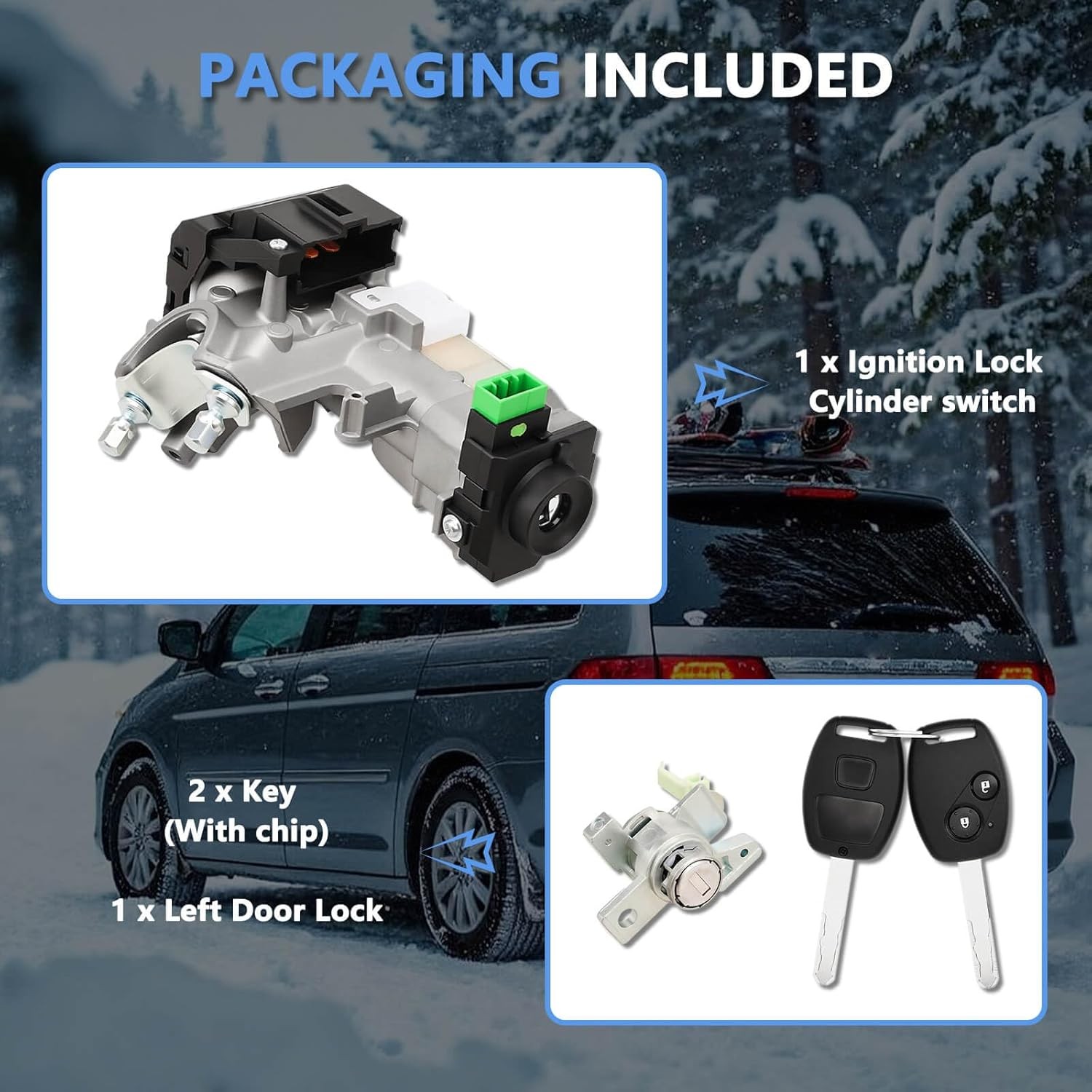 For Odyssey 2005-2010 Ignition & Door Lock Cylinder Switch Assembly Set 2 Keys