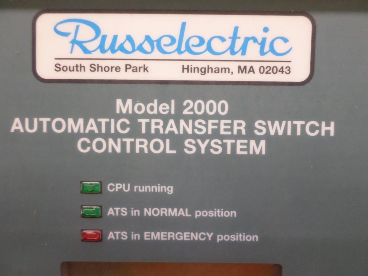Russelectric Model 2000 Automatic Transfer Switch Control System Panel