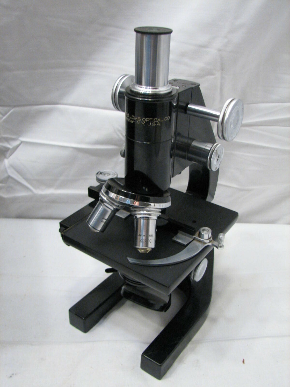 Vintage Bausch &Lomb Optical Microscope/Case Oil 97X Objective Compound Stage C