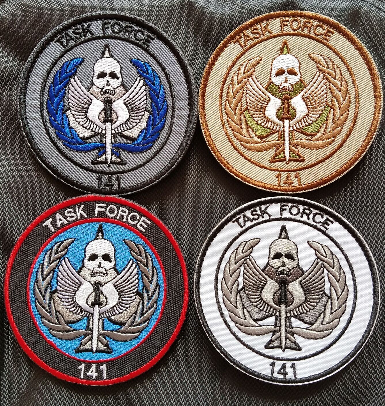 4PCS CALL OF DUTY TASK FORCE 141 TACTICAL HOOK&LOOP PATCH EMBROIDERED BADGE
