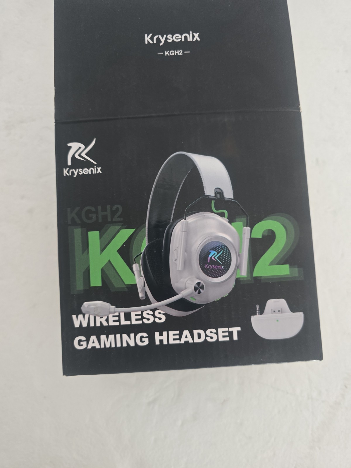 Krysenix KGH2 Wireless Gaming Headset 2.4GHz Bluetooth Noise Cancel Mic –Black