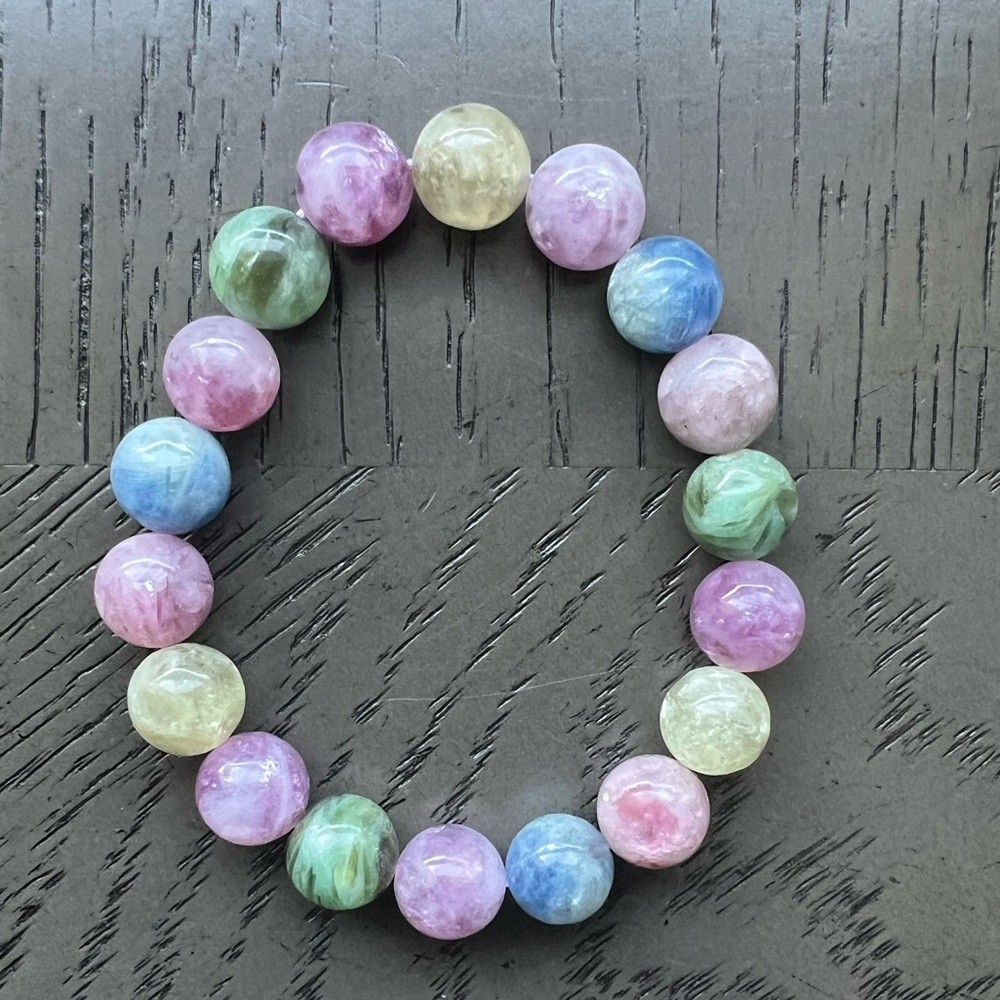 Lepidolite kyanite bracelet 11mm SIZE 6.75’