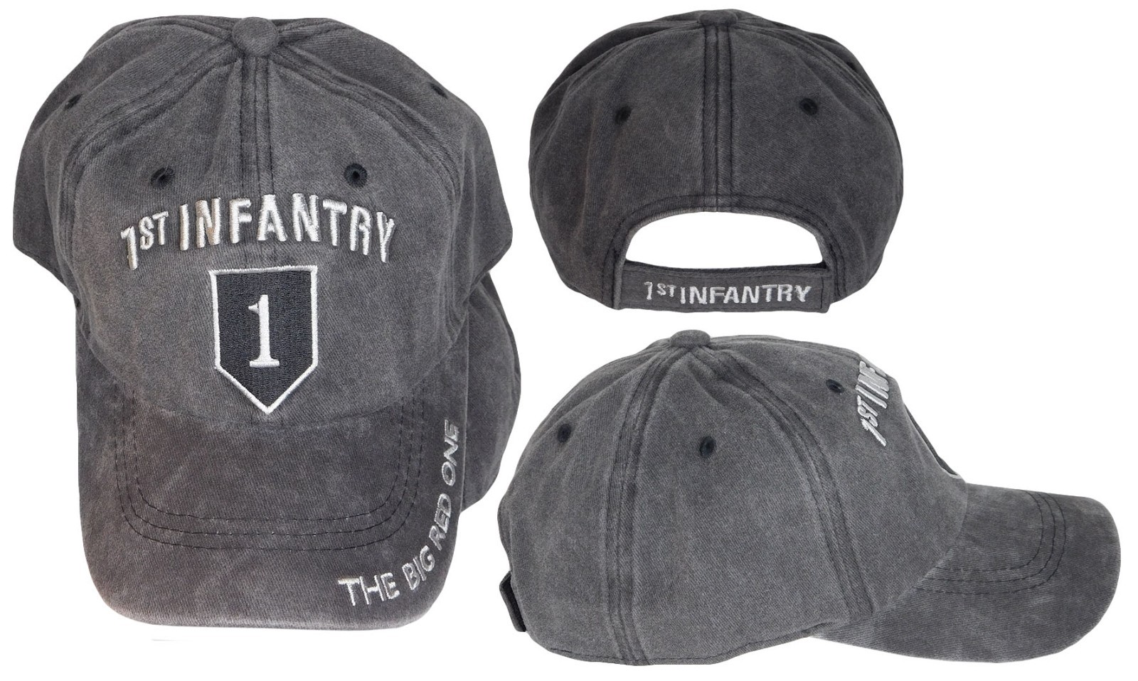 1st Infantry The Big Red One Grey Gray Adjustable Embroidered Cap Hat - Licensed