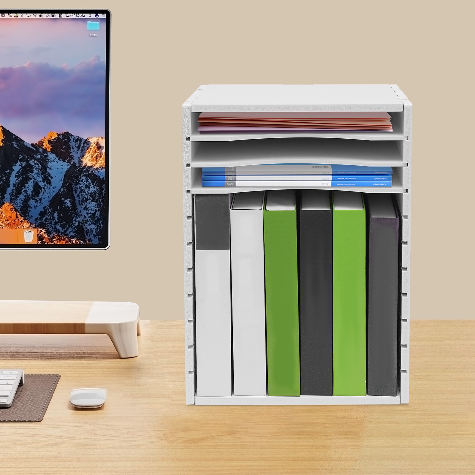 Vertical Desktop Sorter 11-Compartments Paper Storage Holder Document Organizer