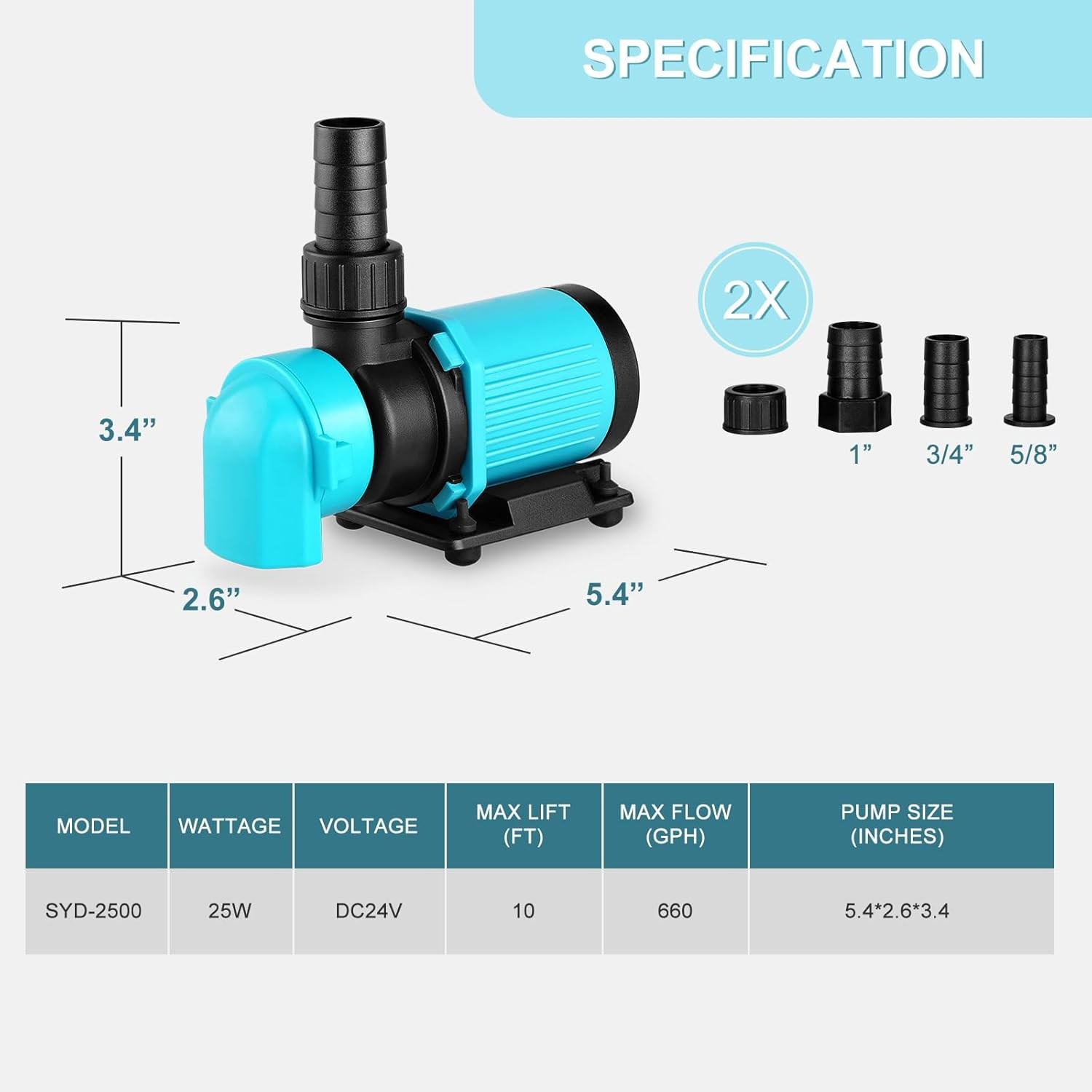 660GPH Aquarium Return Pump W/ LCD Display Controller DC 24V 25W Aquarium Pump