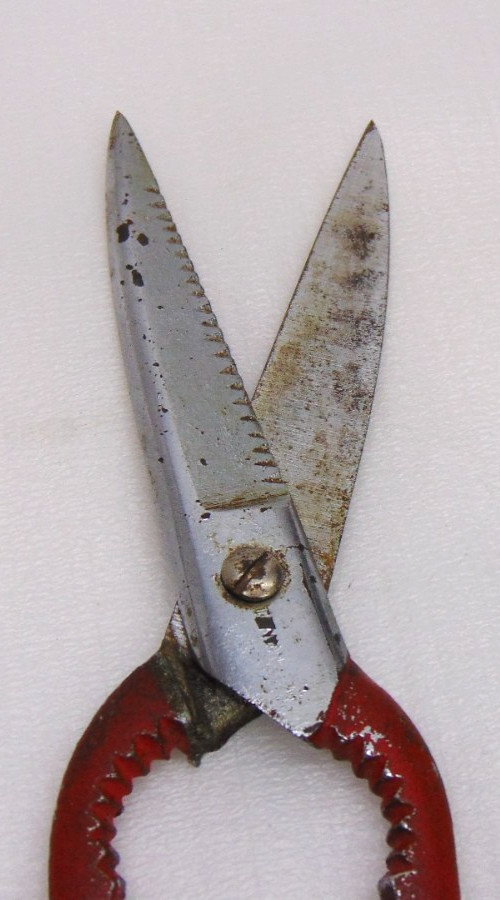 Vintage Red Kitchen Shears Scissors Claw Bottle Opener Nut Cracker Screwdriver