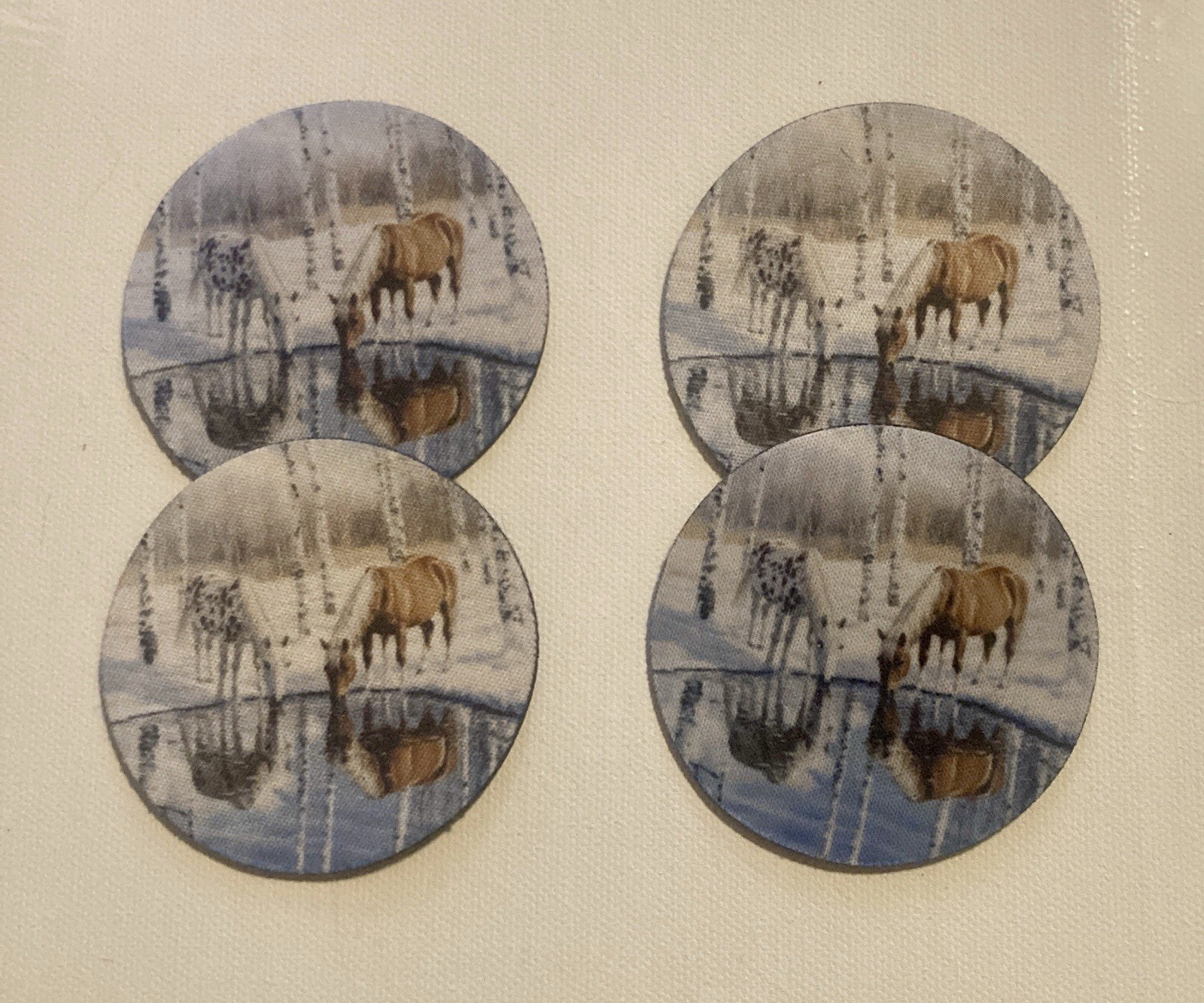 APPALOOSA & PALOMINO Nice Winter Scene CAR COASTERS Neoprene NEW You Get 2 SETS