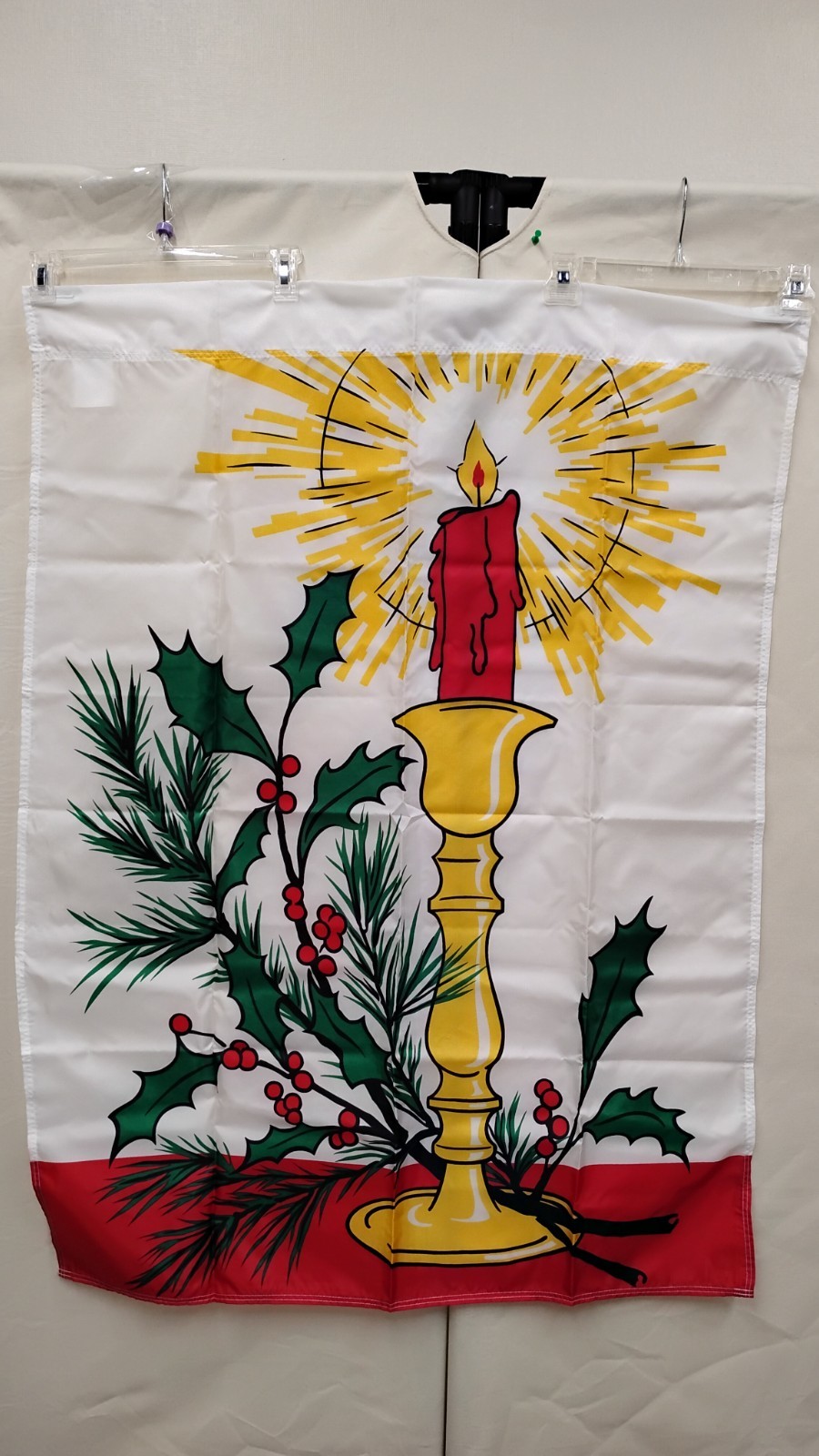 34'' x 44" Nylon Holiday Candle Banner. (00)