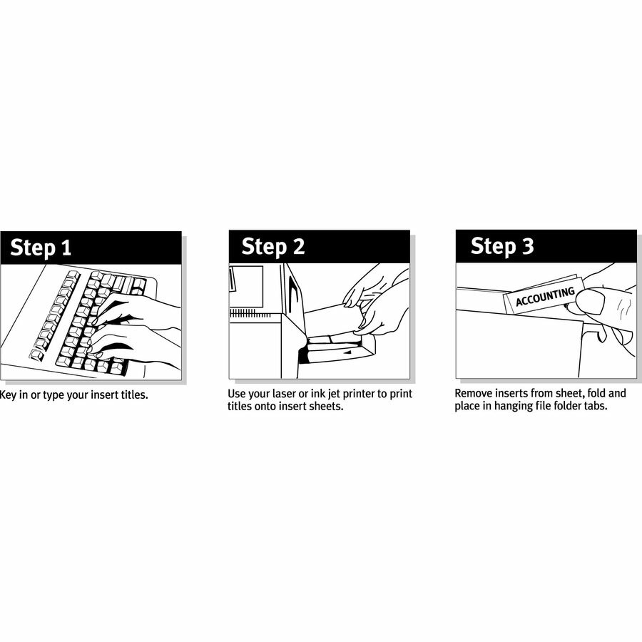 Avery 11136 WorkSaver Printable Tab Inserts for 1/5 Cut Hanging Folders