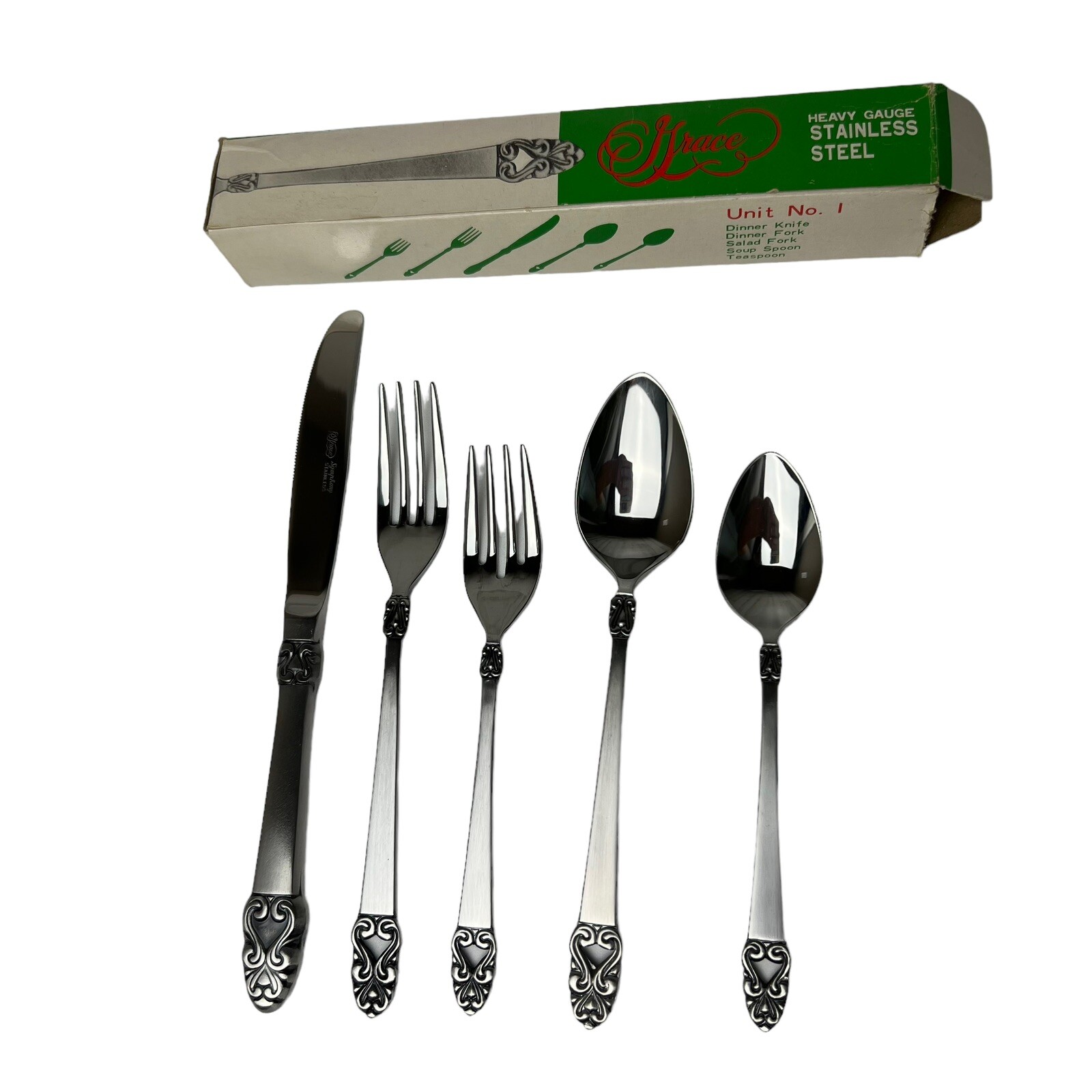 Grace SYMPHONY Heavy Gauge Stainless Steel Japan Silverware Flatware 5 Piece Set