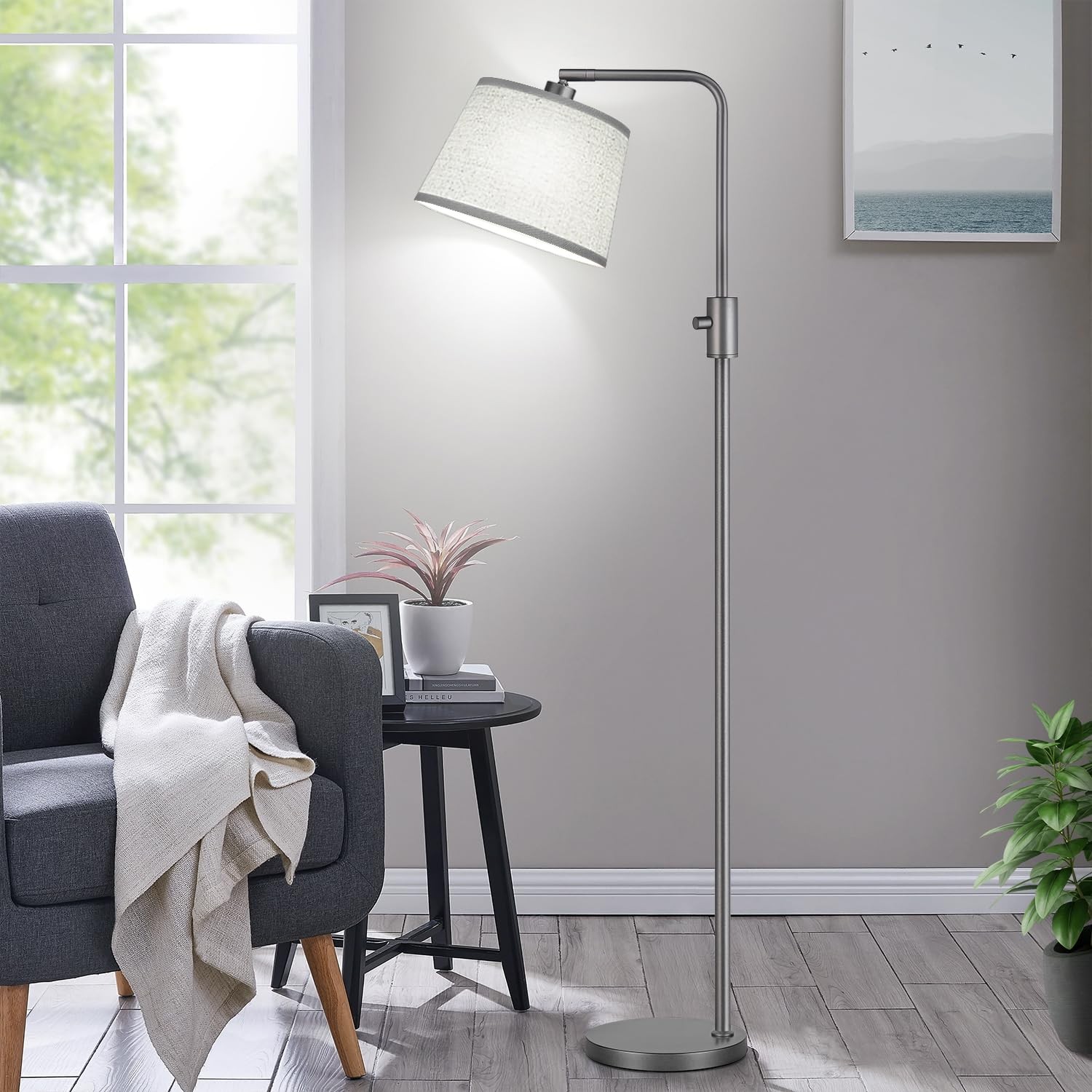 12 inches (D) x 12 (W) x 65 (H), Space Gray-Linen Shade