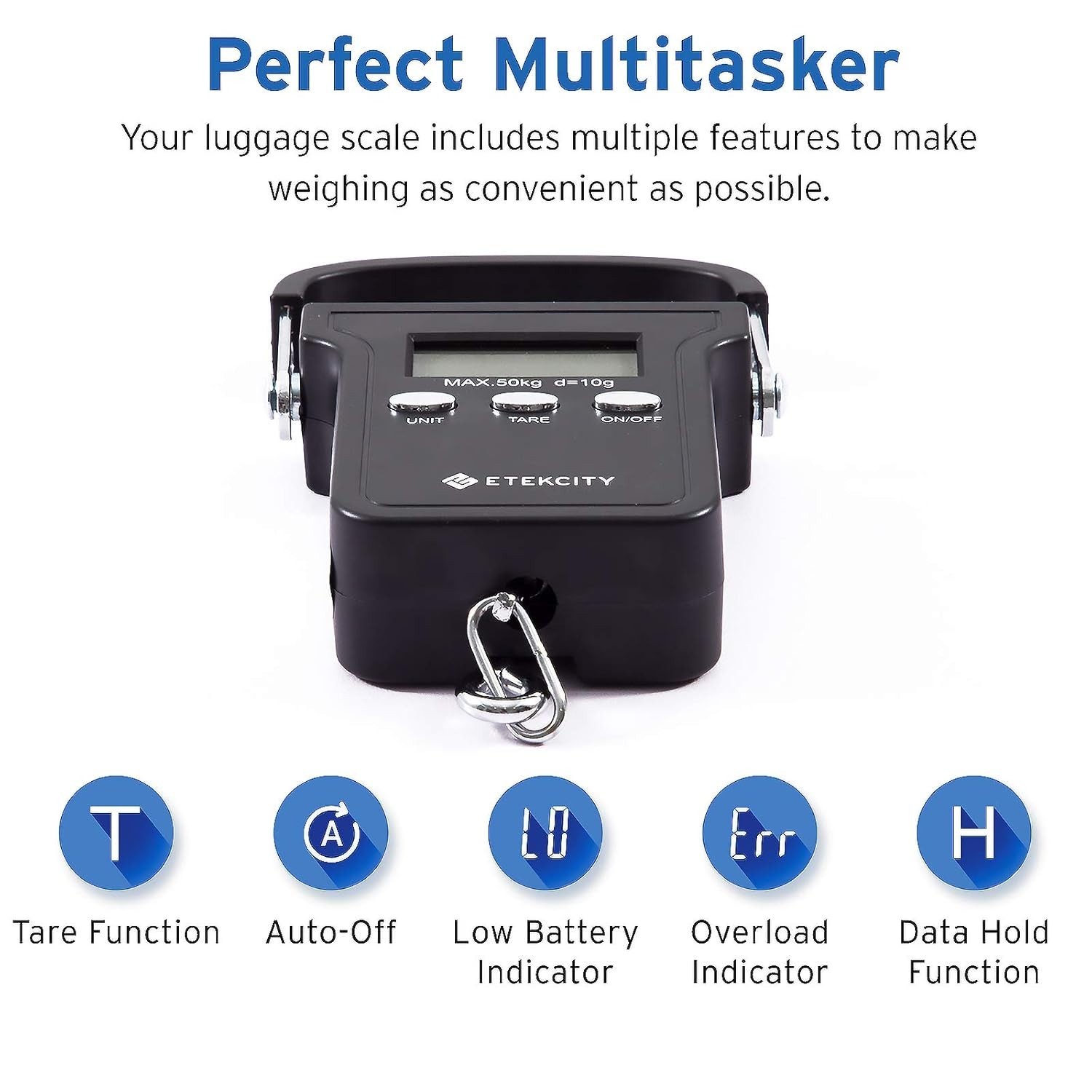 Versatile Hanging Hook Scale - 110lb Capacity, Backlit Display for Easy Reading