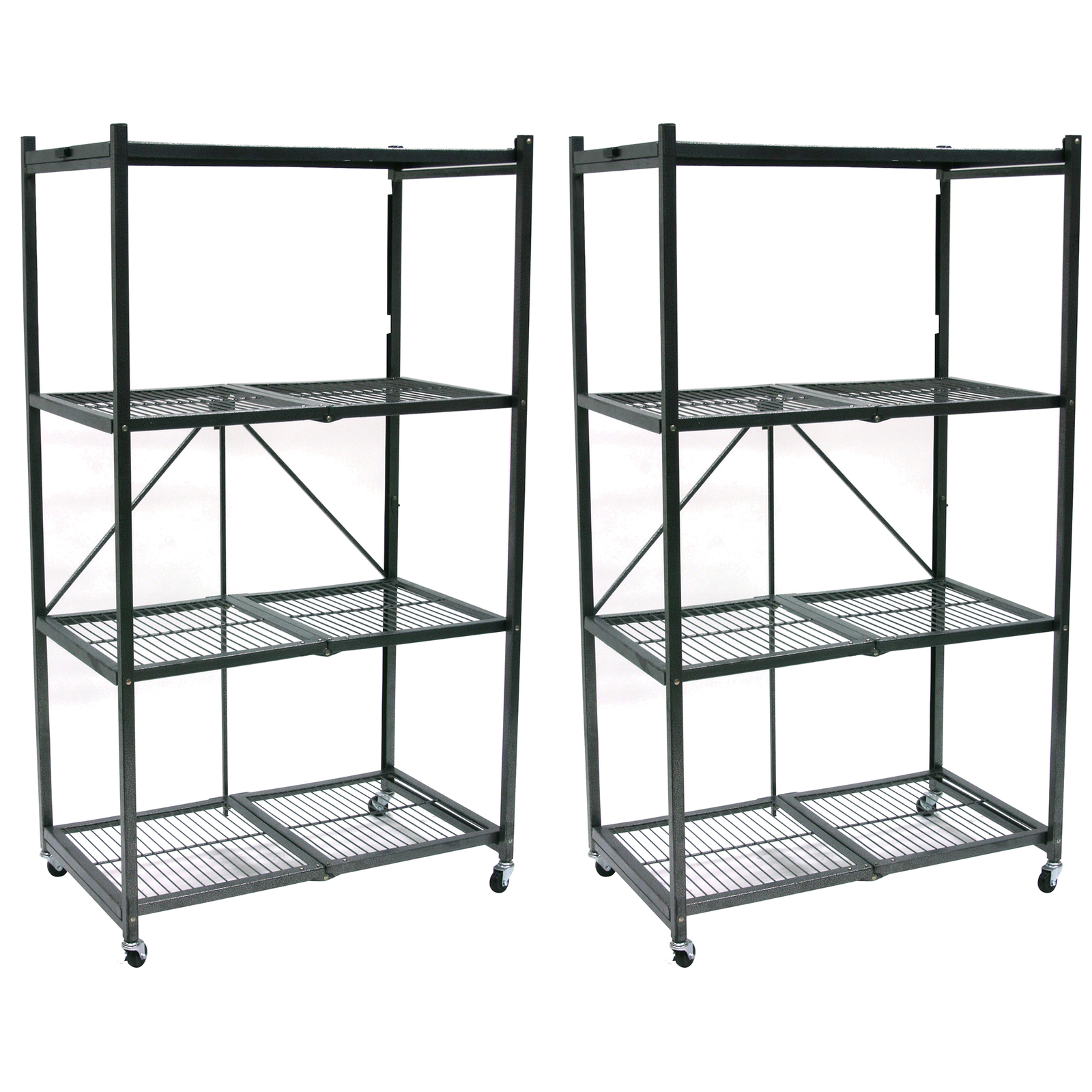 Origami 4 Tier Multipurpose Folding Storage Organizing Rack with Wheels (2 Pack)