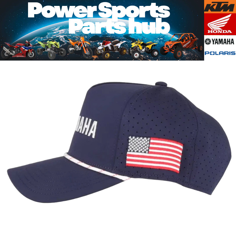 NEW YAMAHA PATRIOTIC ROPE CURVED BILL HAT - ADULT NAVY/WHITE/RED CRP-25HUS-NV-NS