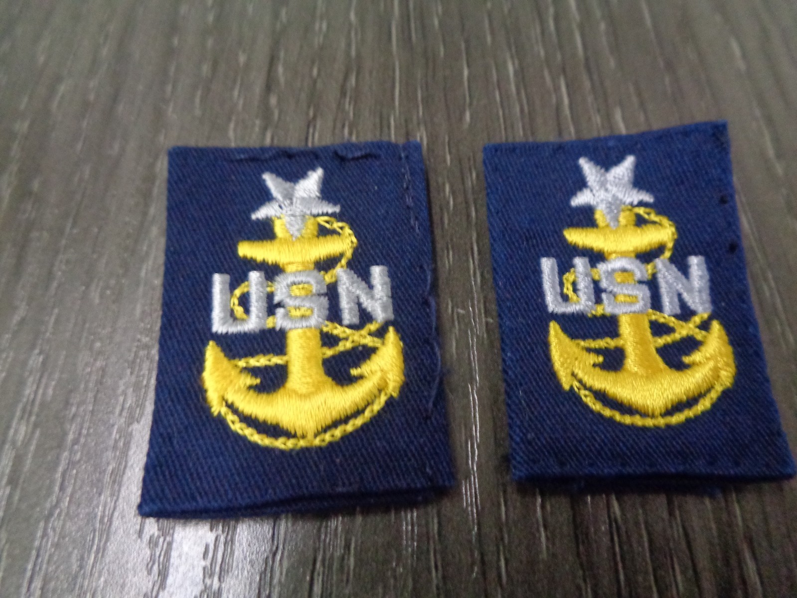 USN NAVY BLUE PATCH SET COVERAL E9 DEVICE SENIOR CHIEF PETTY OFFICER USED