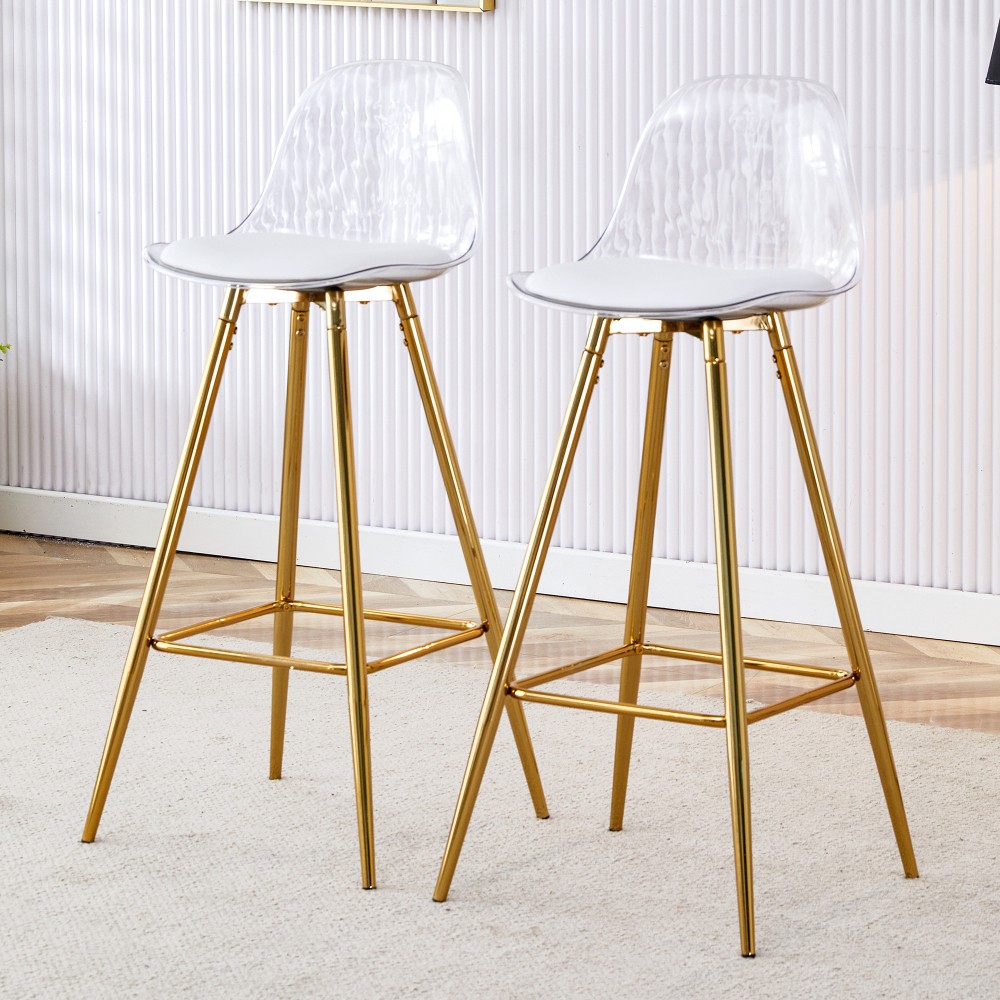 Modern PU Leather Bar Stools with Metal Legs for Kitchen Counter