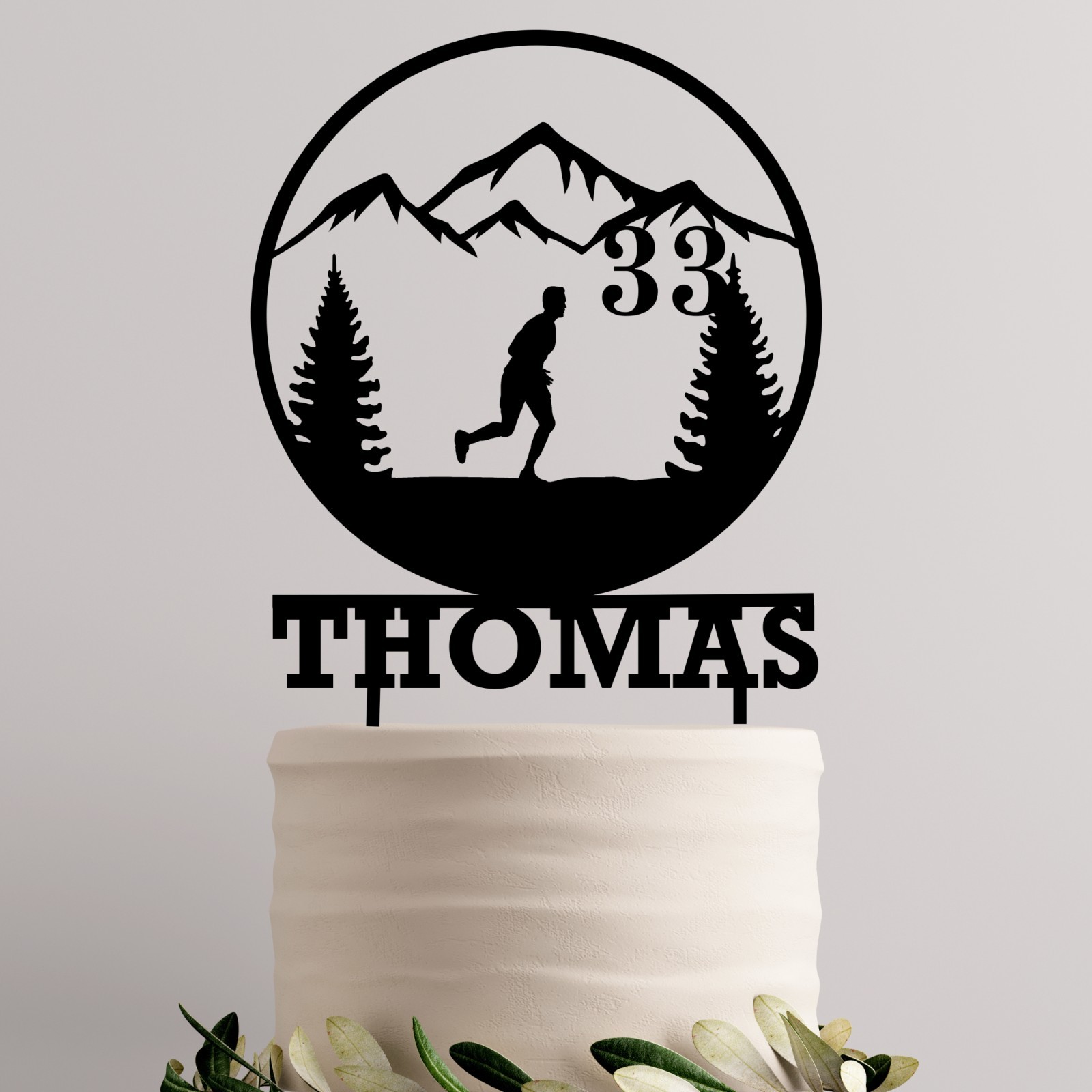 Running Man Cake Topper, Mountain Topper, Custom Topper, Personalized Topper