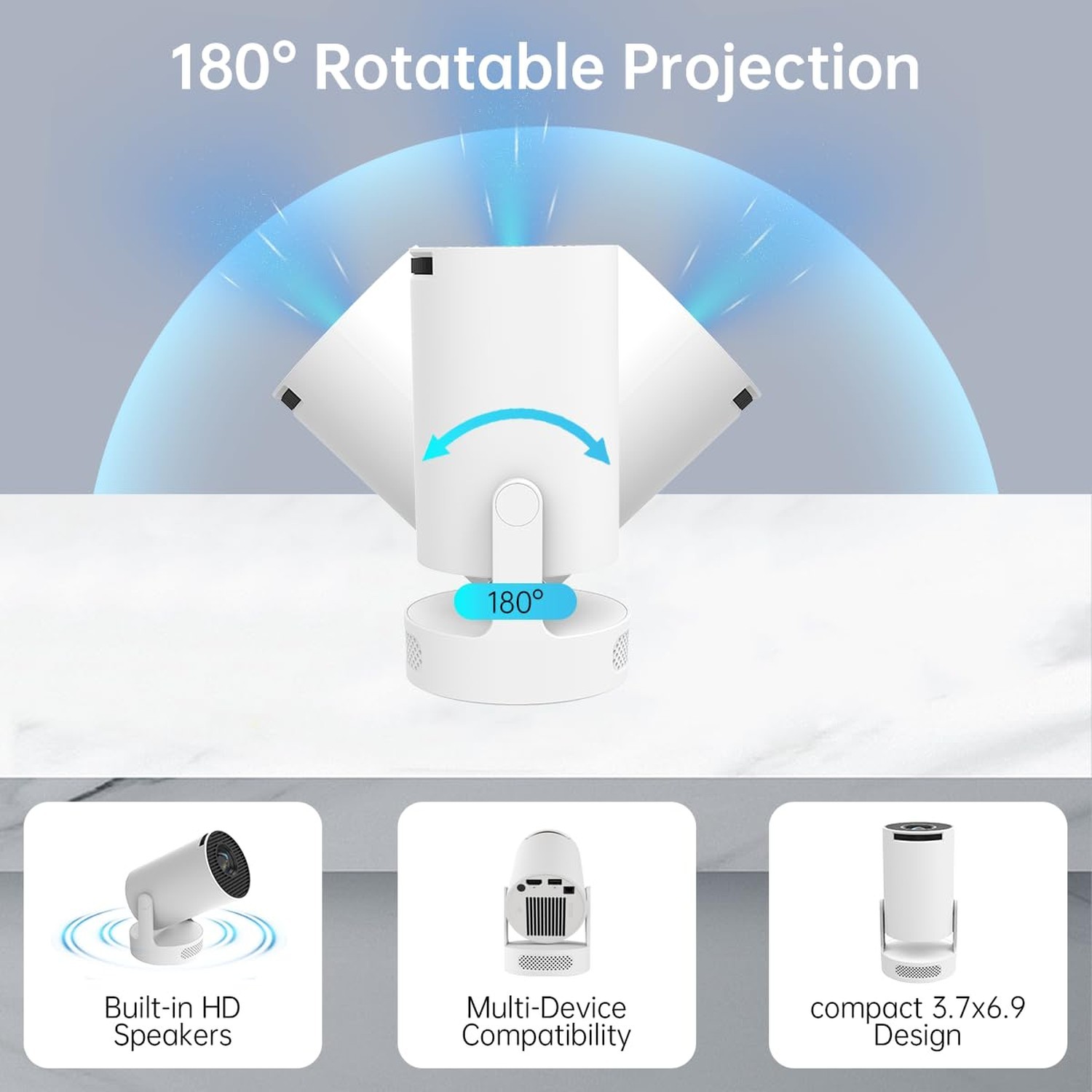 Projector with WiFi and Bluetooth, Mini Projector with Built-in Apps, 4K Supp...
