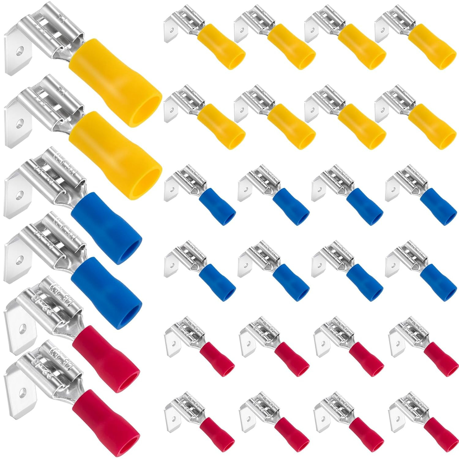 30Pcs Piggyback Spade Connectors,22-10 AWG 1/4" Quick Disconnect Piggyback Spade