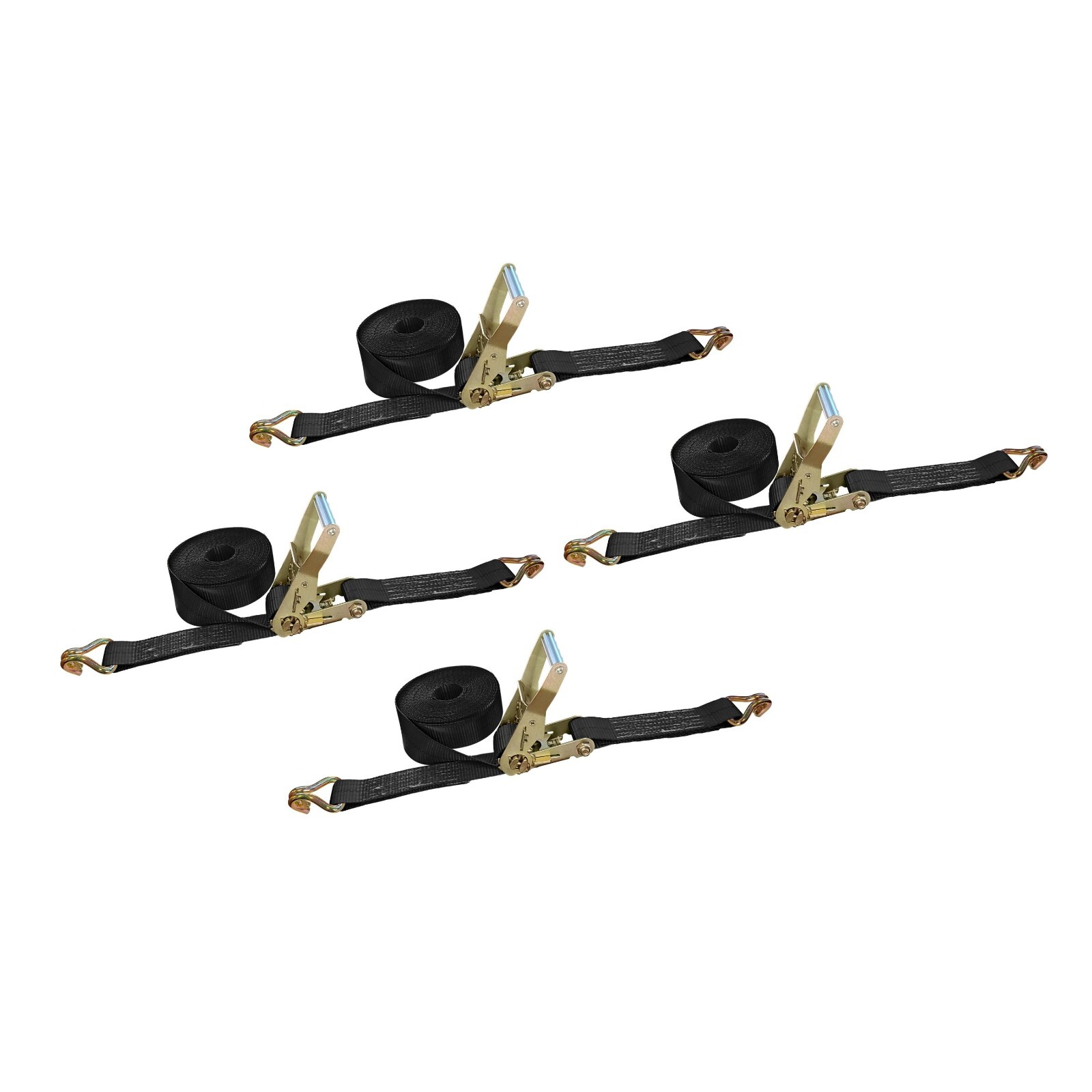 4 Pack Heavy Duty 2" x 30' Ratchet Tie Down Strap w/ Wire J Hook WLL 3333 LBS