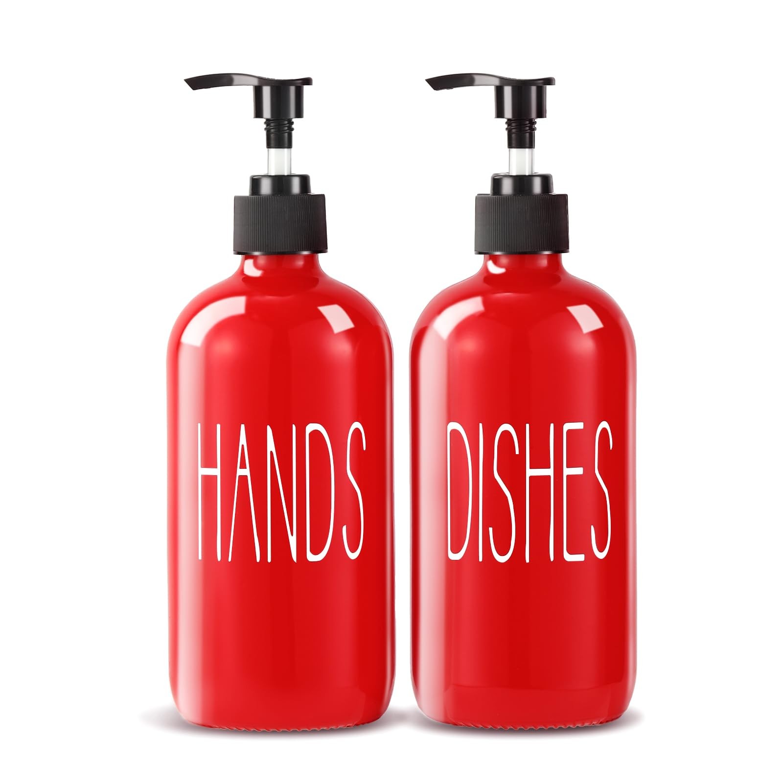 COHOSEGE Red Glass Soap Dispenser 2 Pack Kitchen Sink Accessories