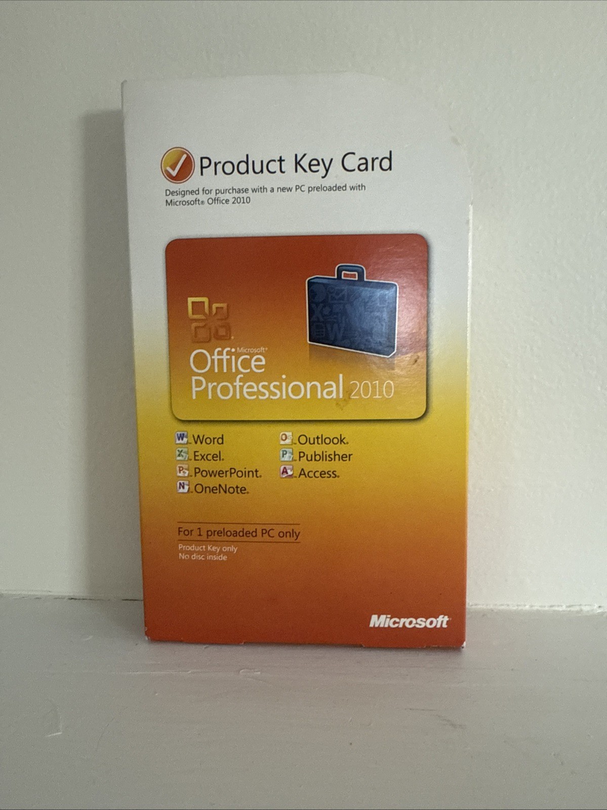 Microsoft Office 2010 Professional Product Key Card ONLY In Original Box