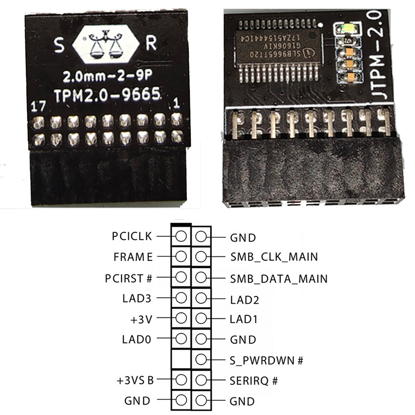 TPM TPM2.0 Module ASRock TPM 18-1 Pin Security Module Board Win11 for Infineon