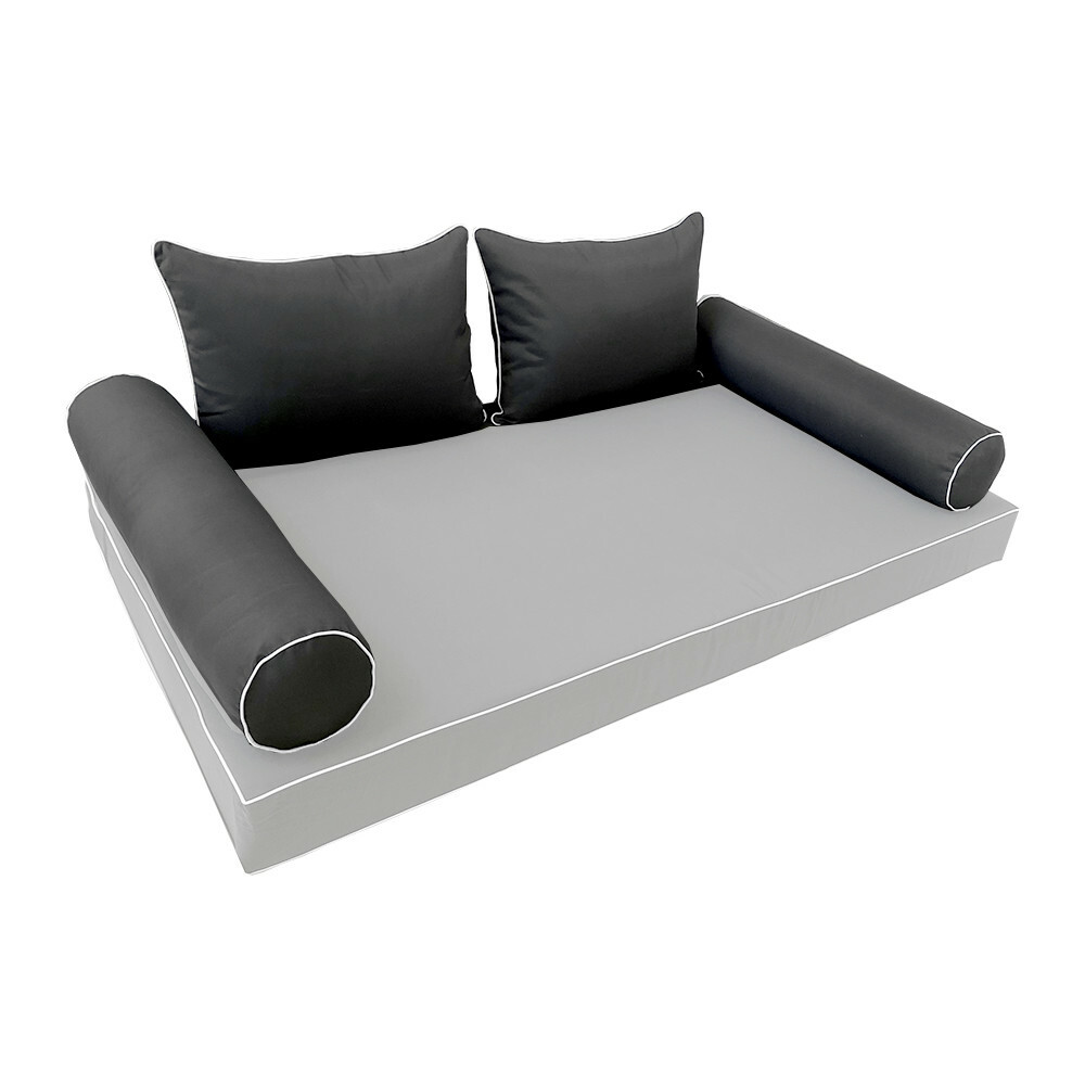 |SLIPCOVER ONLY| S4 Outdoor Bolster Cushion Covers Contrast Trim Crib AD003