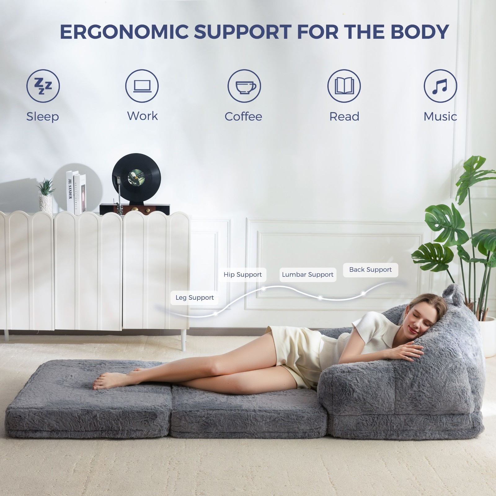 MAXYOYO Folding Sofa Bed,2-in-1 Sleeper Sofa, Bean Bag Chair with Armrests