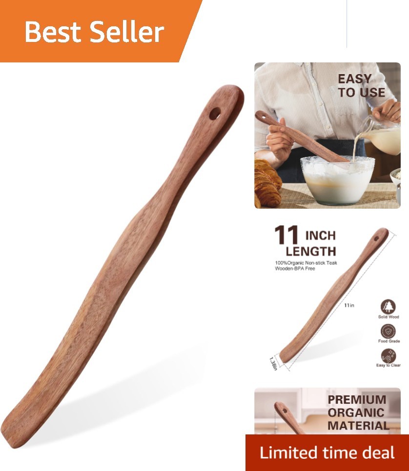 Teak Wood Mixing Spurtle - Essential Kitchen Tool for Perfect Dough Preparation