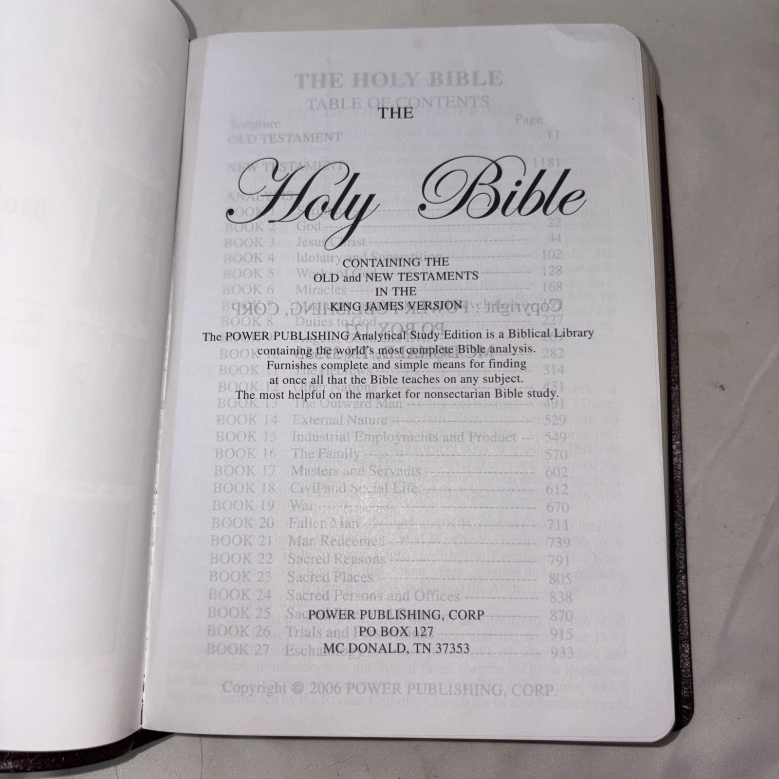Holy Bible Complete Topical Study & Reference Edition Word Clarification KJV