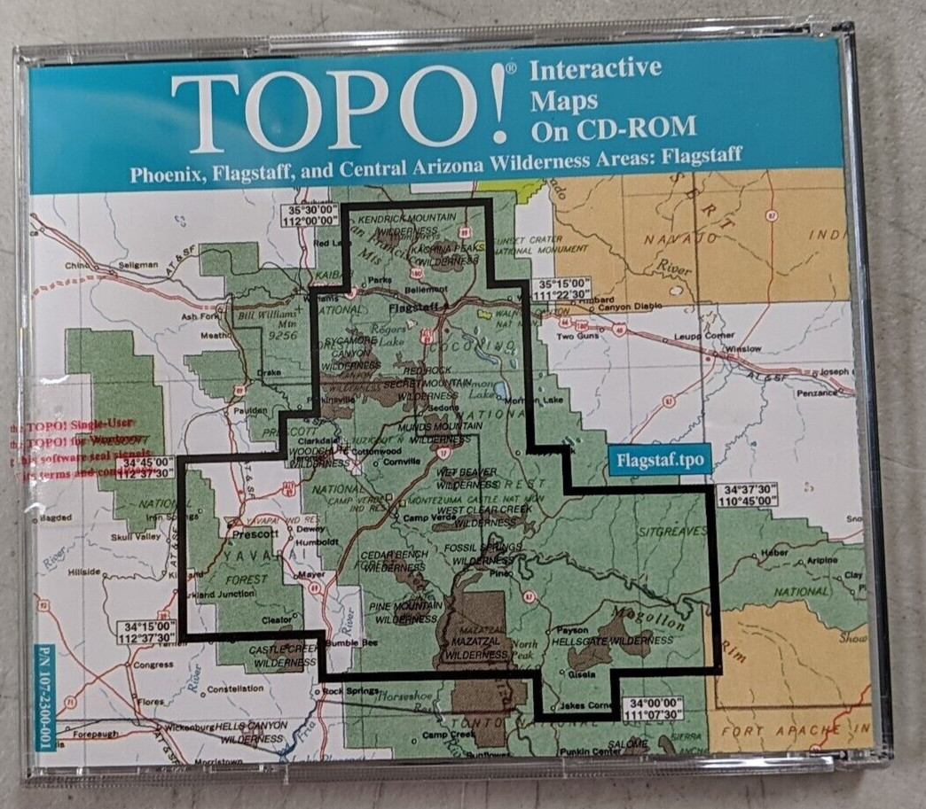 Topo! Interactive Maps On CD-ROM Phoenix, Flagstaff, Central Arizona Wilderness