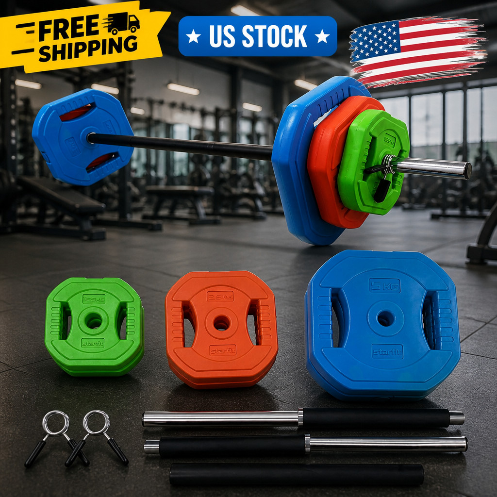 Adjustable Barbell Weight Set with Cardio Pump & 51-Inch Bar - Multi-Color Free