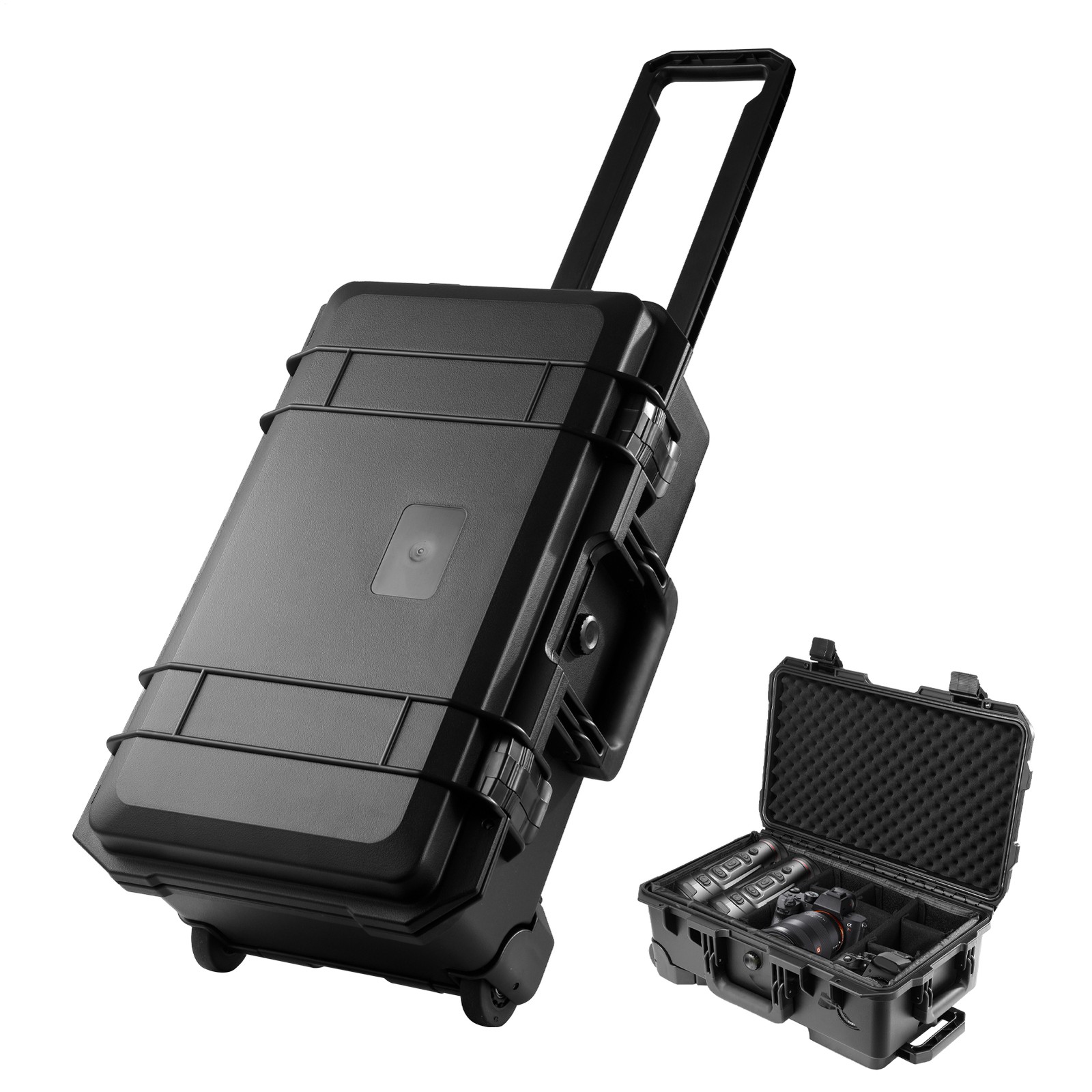Waterproof Rolling Protective Case,Hard Compact Camera Case W/Handle Wheel