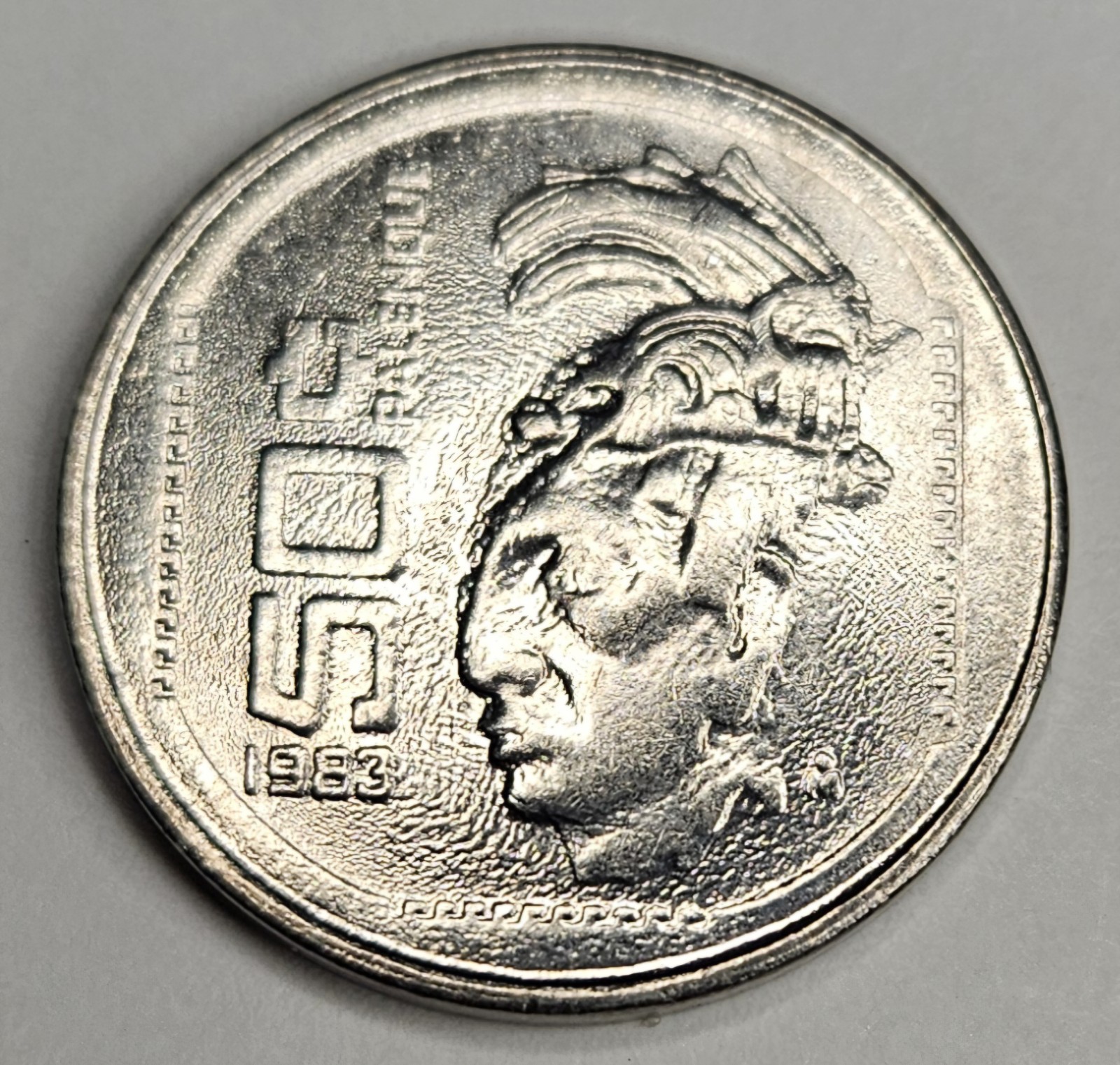 1983 Mexico 50 Fifty Centavos - Mexican Coin - Stainless Steel - World Coin - L3
