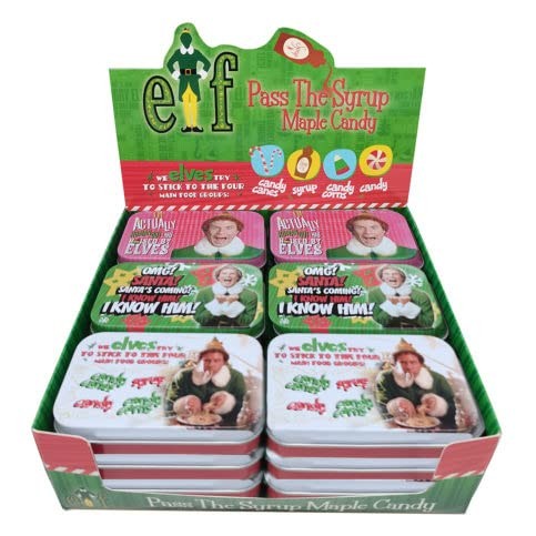 Buddy The Elf Pass The Syrup Maple Candy 1.5oz Tins 18 Count Display Box