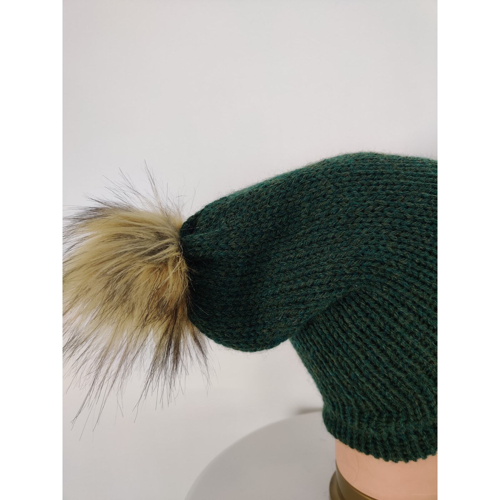 RARE ORIGINAL P&P Unisex beanie winter pom pom casual green OS