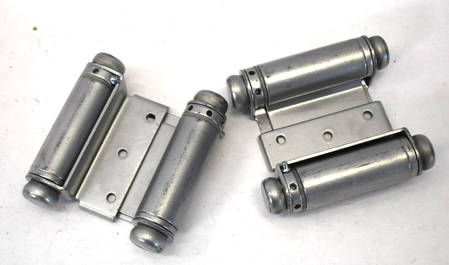 Lot of 2 Rok Hardware Double Action Steel Spring Hinges Satin Chrome Units